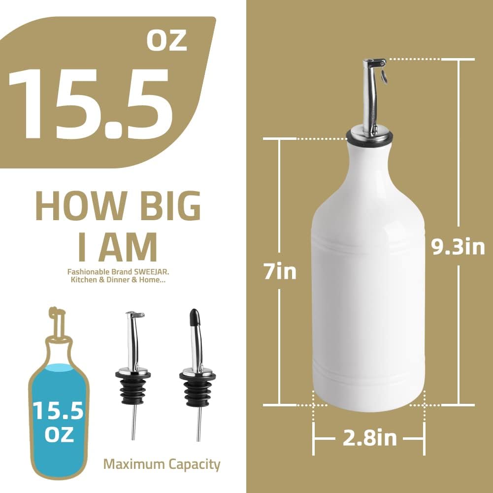 Sweejar Ceramic Olive Oil Dispenser Bottle, Opaque Oil Cruet Protects Oil to Reduce Oxidation, Suitable for Oil, Vinegar, Coffee Syrups & Other Liquids, Pack of 1, 15.5 Fl Oz (Gradient Red)