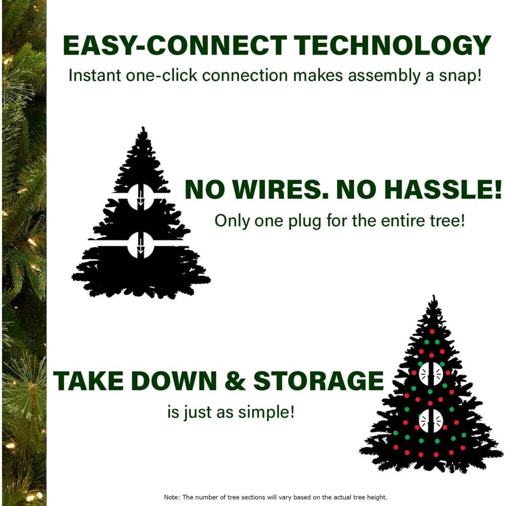 Fraser Hill Farm 6.5-Ft. Foxtail Pine Artificial Christmas Tree with Warm White LED Lights and Stand, Prelit Foldable Fake Tree with Realistic Foliage for Home Decoration