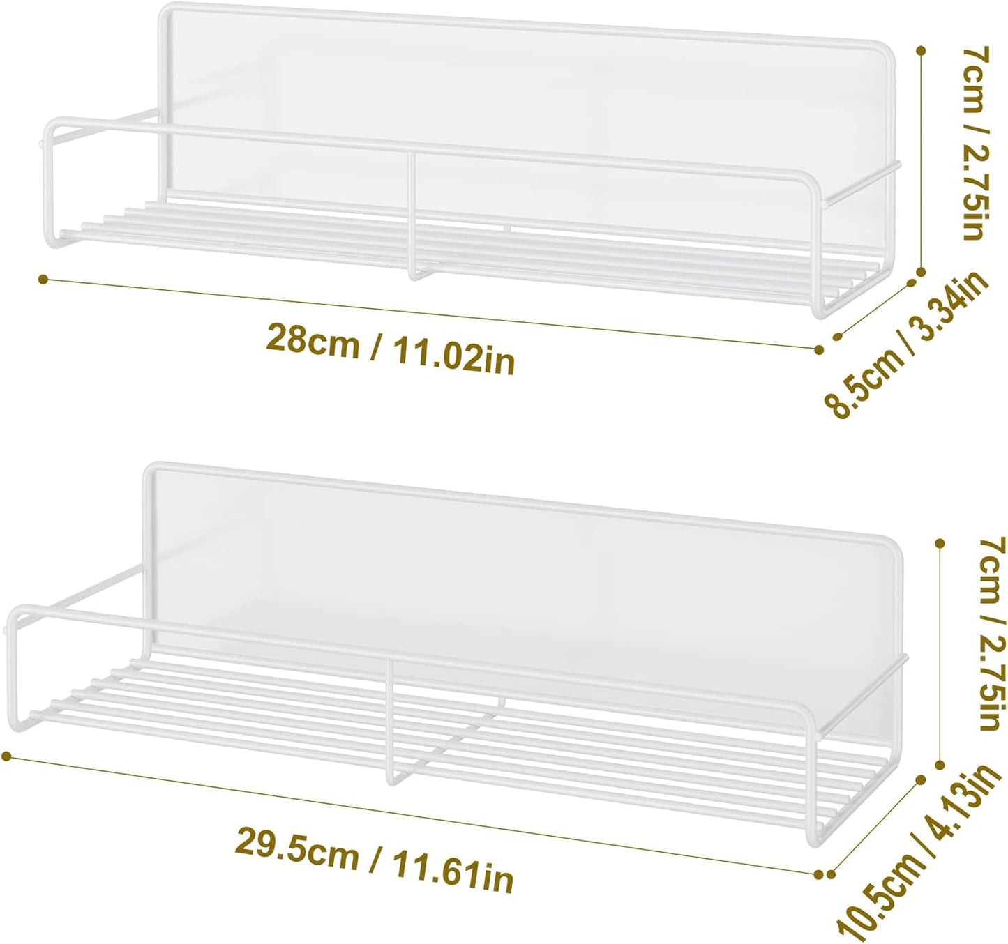 4 Pack Magnetic Spice Rack Organizer, Space Saver for Refrigerator and Microwave Oven, Metal Fridge Shelf, White