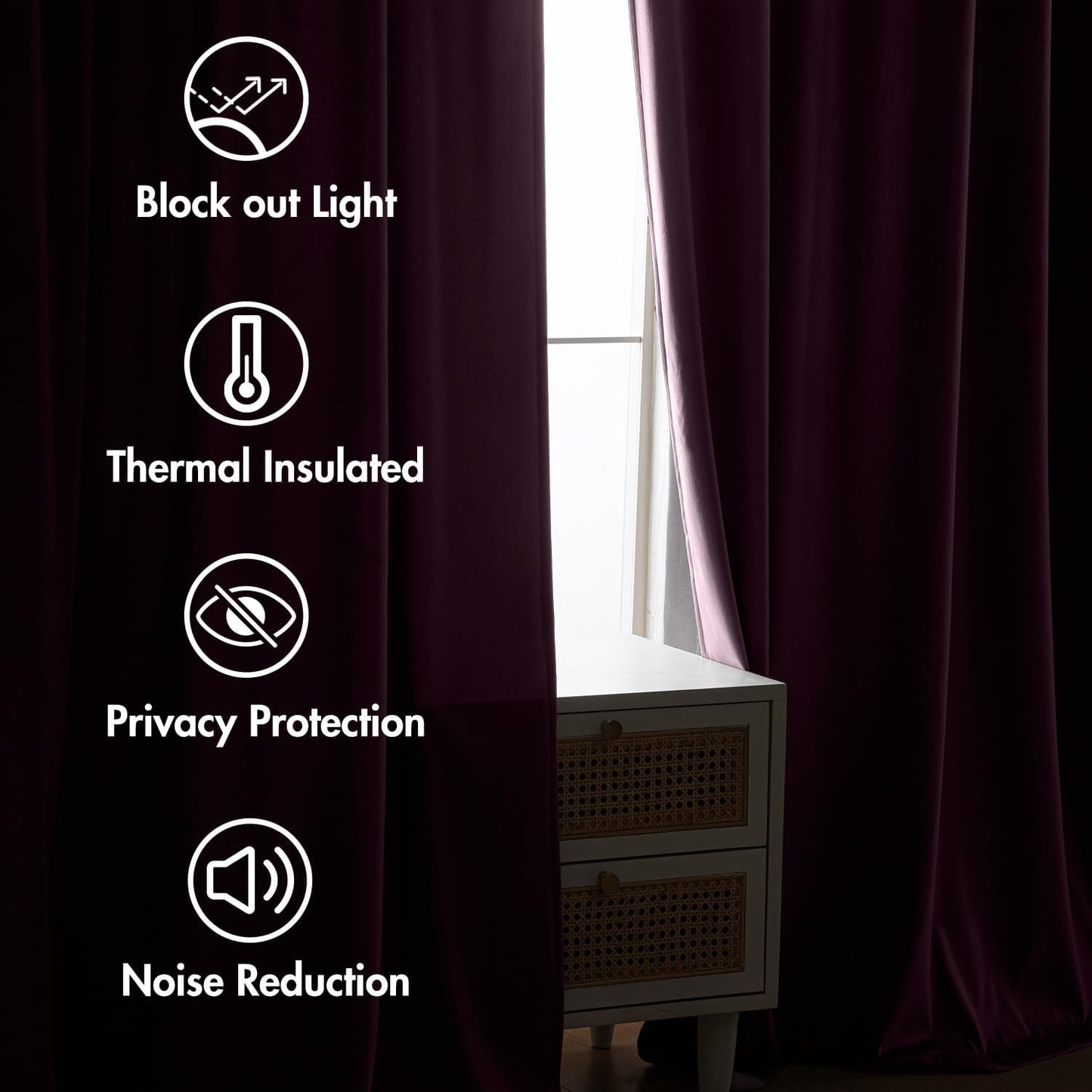 MIULEE Dark Purple Velvet Curtains 108 inches 2 Panels - Luxury Room Darkening Window Drapes for Bedroom Living Room Thermal Insulated Super Soft Blackout Extra Long, Back Tab Rod Pocket Pinch Pleated