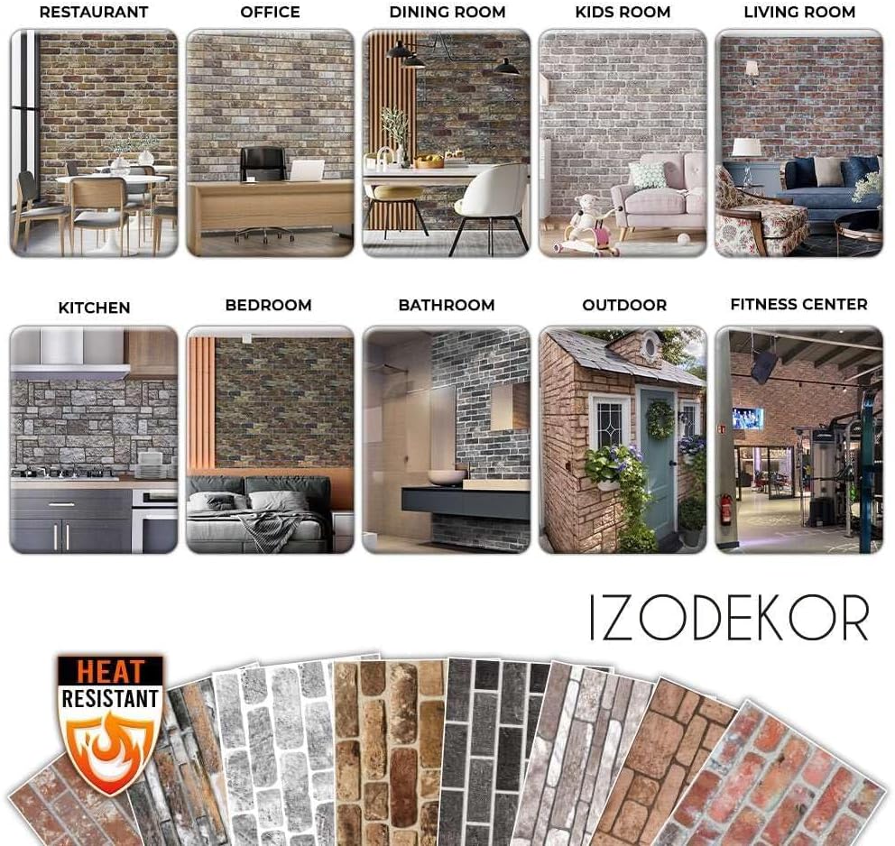 IZODEKOR 3D Wood Effect Styrofoam Wall Panels - Faux Wood Look Wall Panels for Living Room - Fake Acoustic Wood Slat Wall Panels - Pack of 10, Covers 50 sq ft.