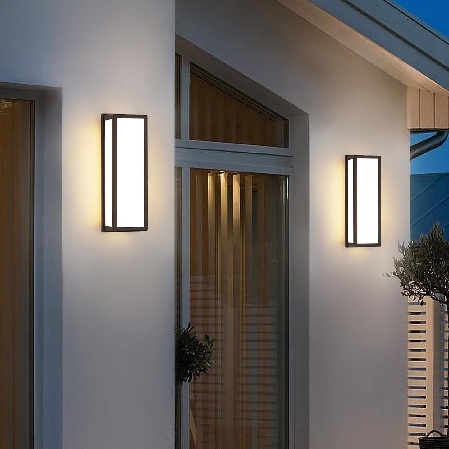 2 Pack Outdoor Wall Lights 30W LED Aluminum 3000K - Waterproof Brown Modern Exterior Sconce Provides Warm Lighting to Porch,Garage,Front Door - Durable & Enhances Safety