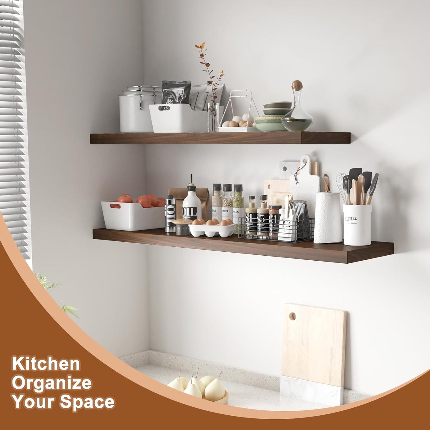 12 Inch Deep Floating Shelves for Wall 1 Pack Floating Shelves Large Storage Space Wall Mount Shelf for Living Room Kitchen Bathroom 30" W x 12" D x 1.2" H Rustic Brown