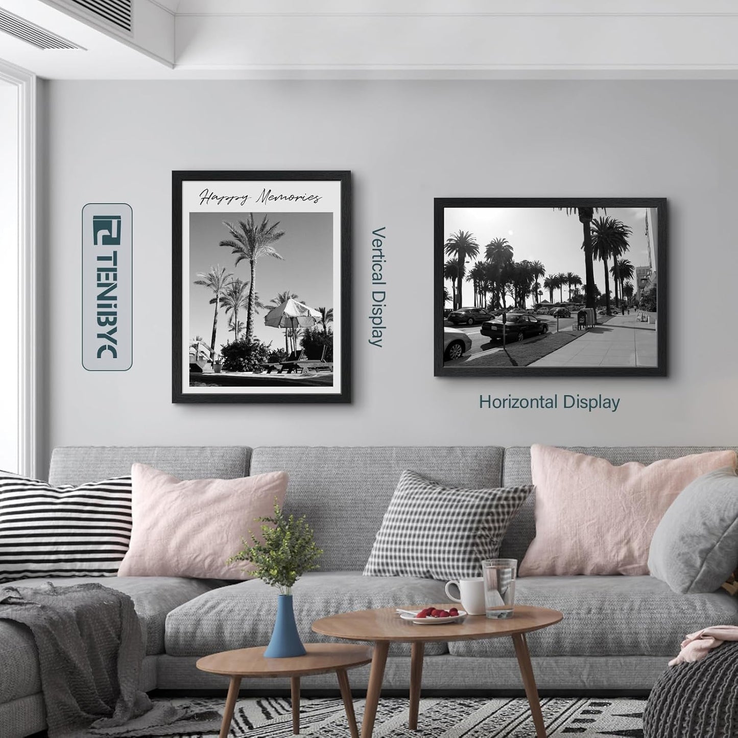 18x24 Poster Frame 3 Pack - Black Woodgrain, Solid Wood Gallery Picture Frame - Wall Hanging