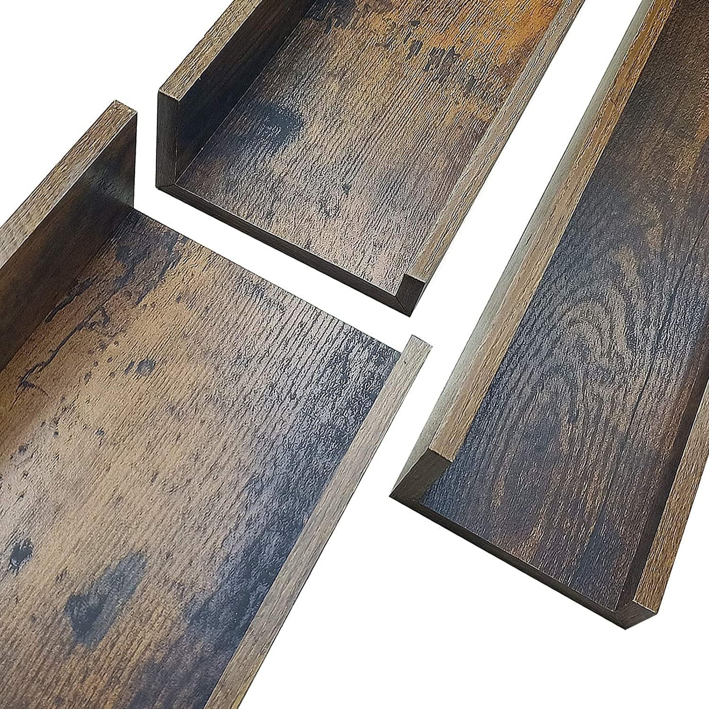 Giftgarden 16 Inch Floating Shelves for Wall Set of 3, Rustic Wall Mounted Picture Ledge Wooden Wall Shelf for Living Room Bedroom Kitchen Bathroom, 3 Different Sizes