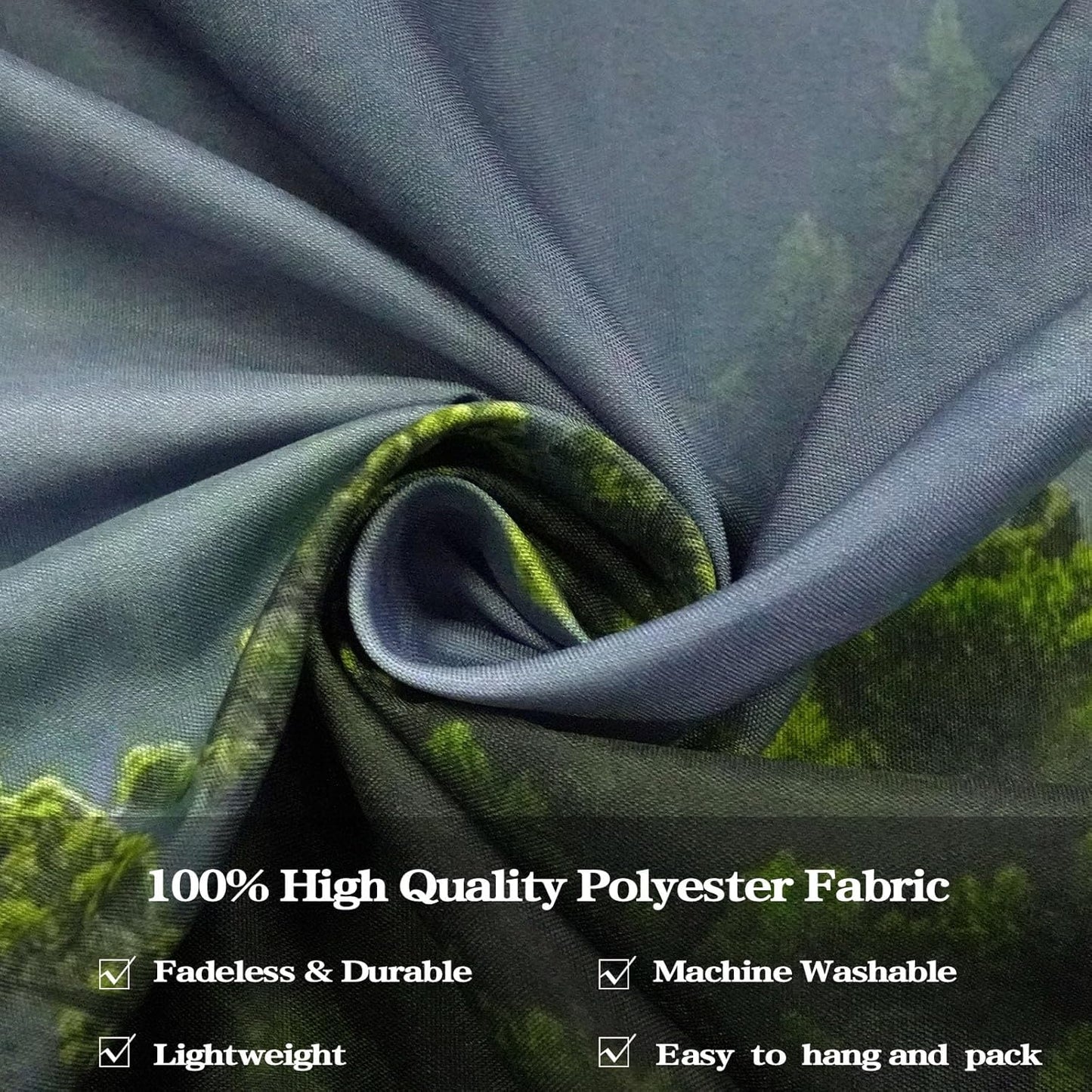 AMM Nature Forest Mountain Tapestry Green Misty Pine Tree Tapestry for Bedroom Aesthetic Foggy Woodlands Sky Landscape Tapestries Wall Hanging for Living Room Dorm 60 x 44 Inch