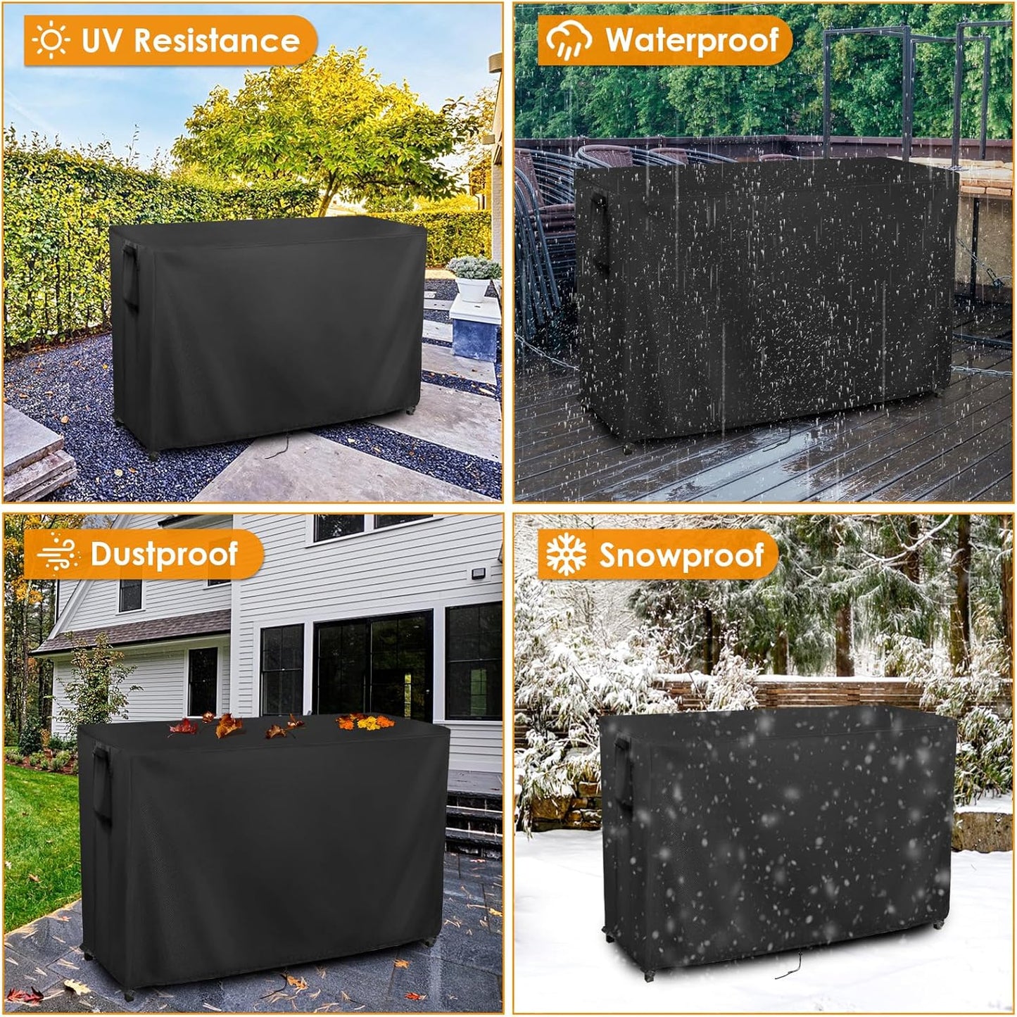 Kingling Outdoor Table Cover for Outdoor Bar Table, 73 Inch Waterproof Bar Height Patio Table Covers Outdoor Bar Prep Cover - 73''L x 32''W x 43''H