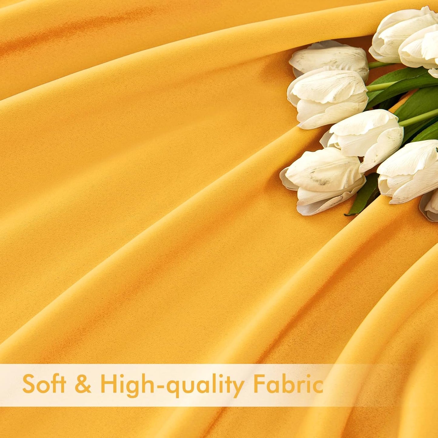 MIULEE Yellow Back Tab Blackout Curtains 63 Inch Length 2 Panels Set for Living Room Bedroom Privacy, Rod Pocket/Pinch Pleat Thermal Insulated Room Darkening Pleated Light Blocking Drapes