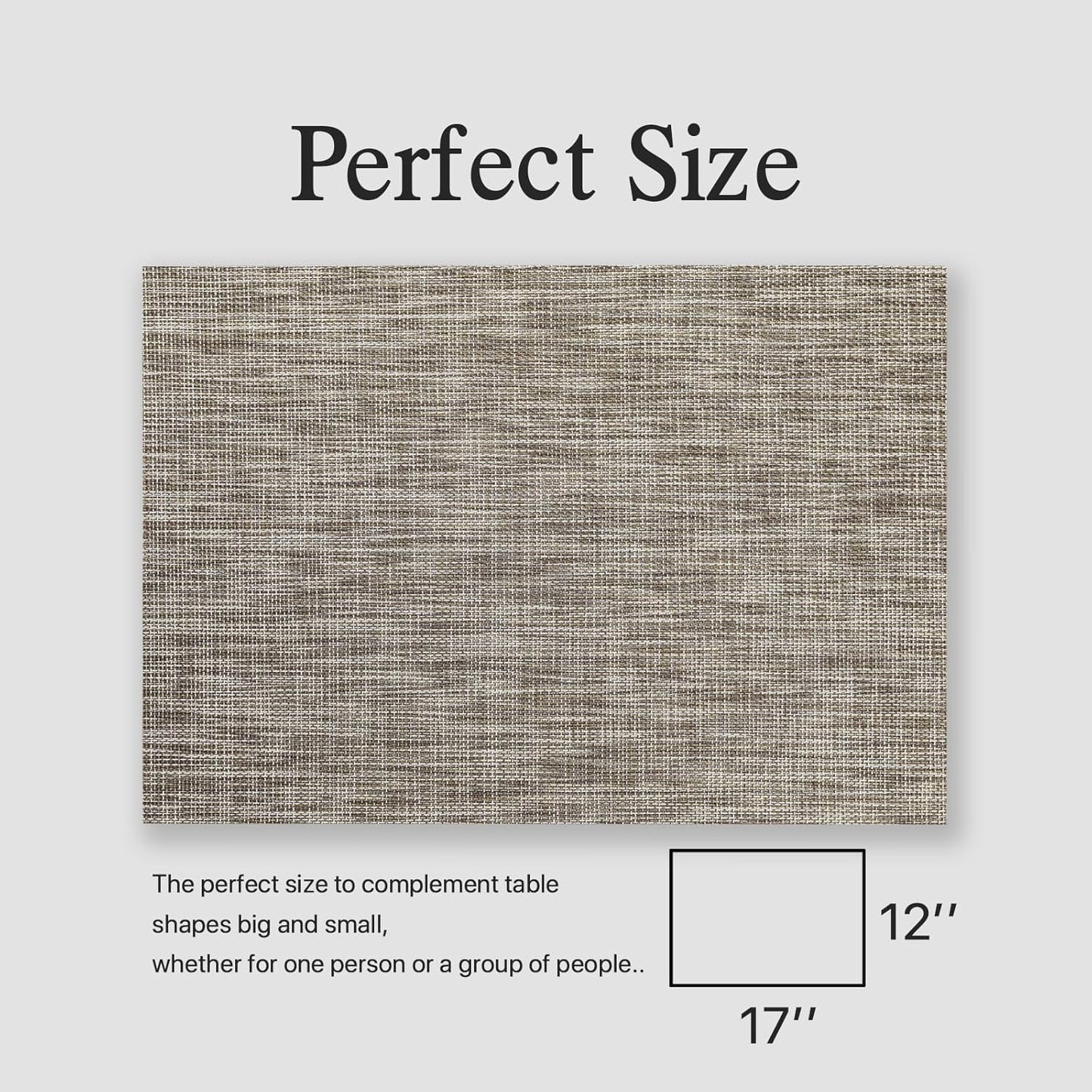 Placemats Set of 6 - Easy Clean Woven Vinyl Placemats for Dining Table, Indoor/Outdoor Place Mats, Washable PVC Table Mats(Cappuccino)