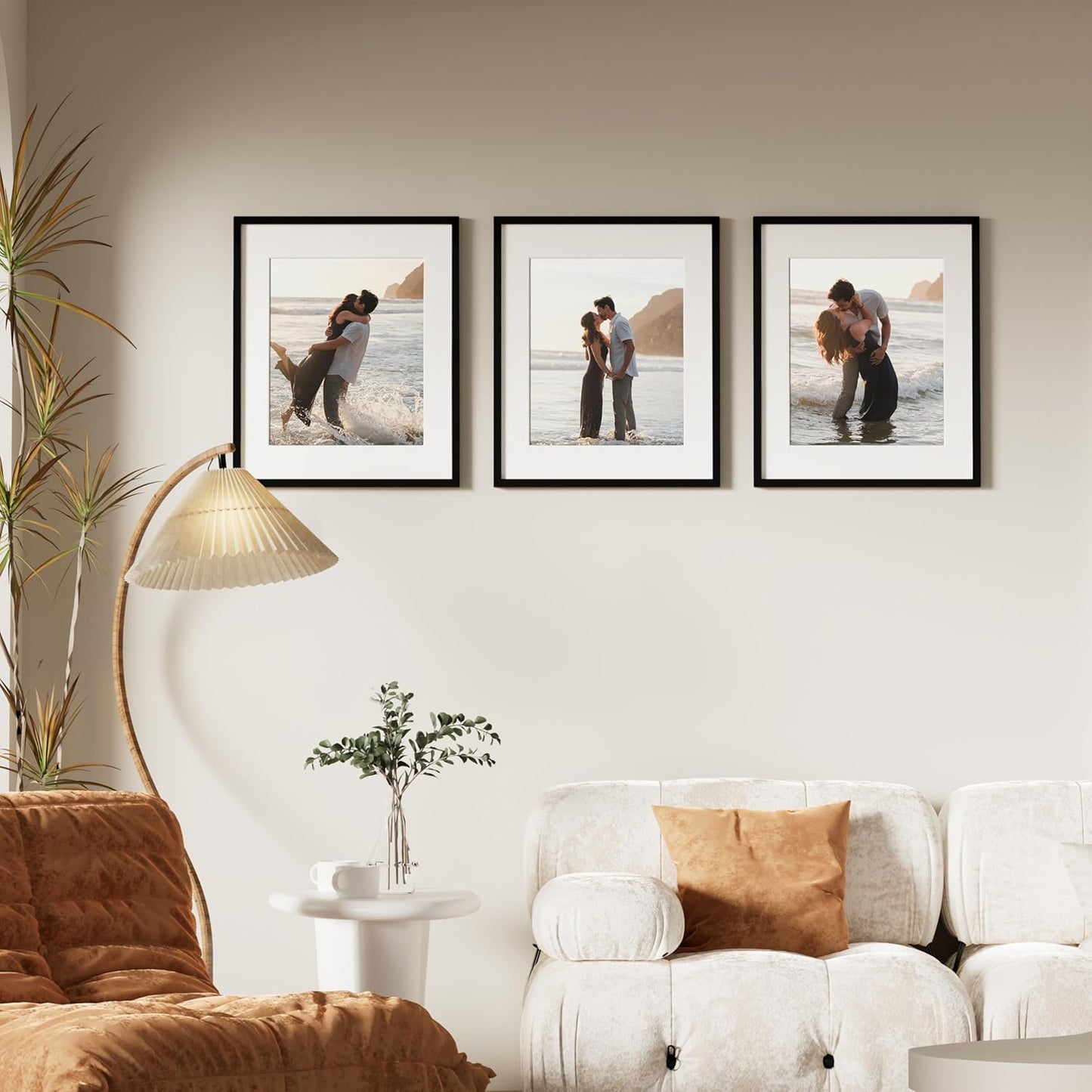 Vittanly 16x24 Picture Frames Set of 9, Shatter Resistant Plexiglass, Display 12x18 Pictures with Mat or 16x24 without Mat, Photo Frames for Wall or Tabletop, PVC Frame, Black