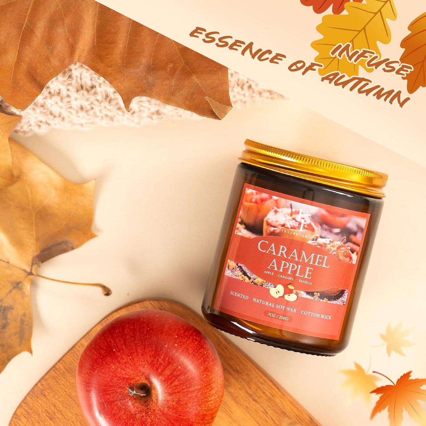 Fall Candles Set, 6 Pack Candles for Home Scented Natural Soy Wax, Autumn Gifts Set for Women Men, Fall Fragrance of Pumpkin/Cinnamon/Vanilla Cupcake/Apple/Harvest/Latte