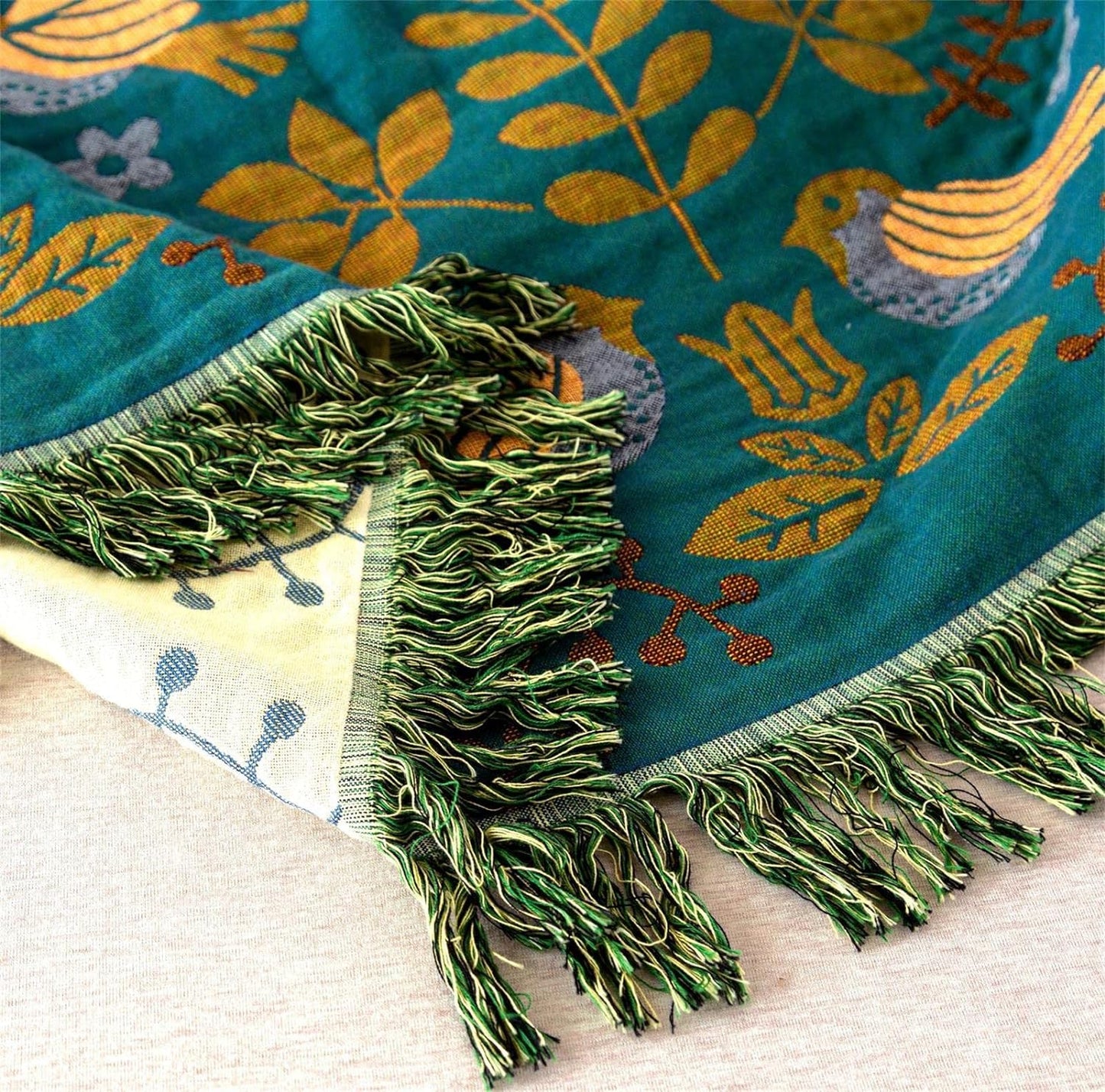 Summer Throw Blanket for Bed Couch 90''x 98'' Boho Throws 100% Cotton Muslin Travel Mexican Blanket Warm Soft Blankets Decorative Farmhouse Vintage Throws and Best Gifts