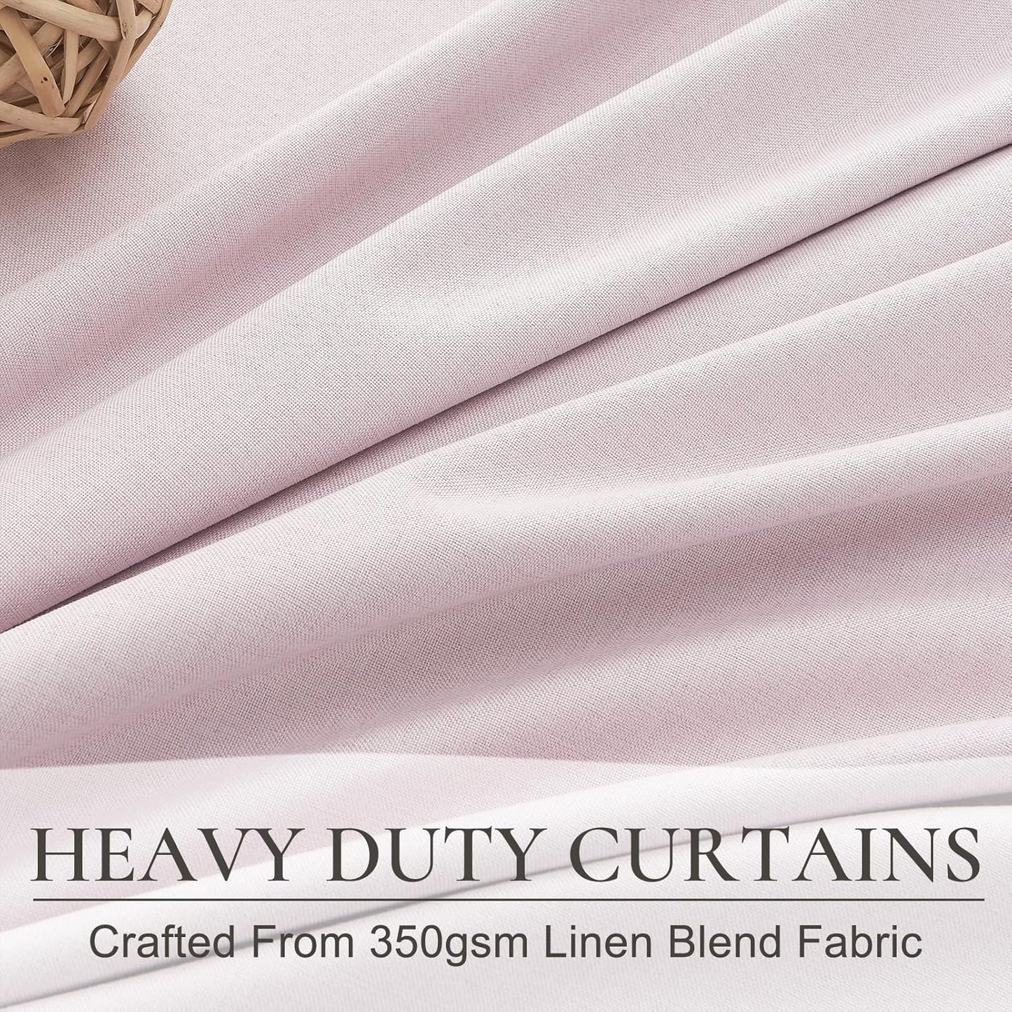 Soft Pink Kawaii 90 Inch Blackout Curtains for Bedroom Girls 2 Panels Set, Pinch Pleated Linen Blend Cooling Window Curtains & Drapes to Keep Heat Out for Kids/Baby Room/Pink Nursery Back Tab