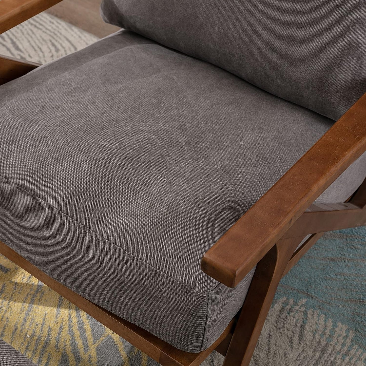 chairus Mid Century Accent Armchairs Modern Upholstered Lounge Chair Compfy Leisure Arm Chair for Living Room Fireplace/Bedroom/Reception/Dorms, Set of 2, Denim Fabric Grey