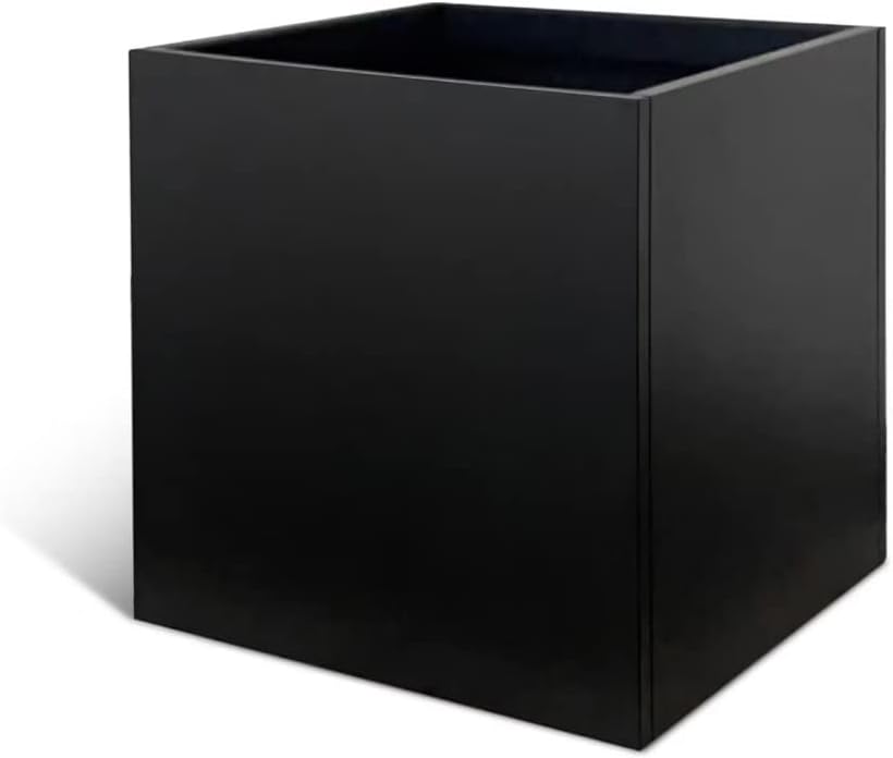 Galvanized Steel Planter Box Black Metal Planter Large Square Indoor Outdoor Planters Cube Steel Heavy Duty Flower Pot 24Inch Powder Coating Modern Commercial Residential for Patio, Deck, Yard, Garden