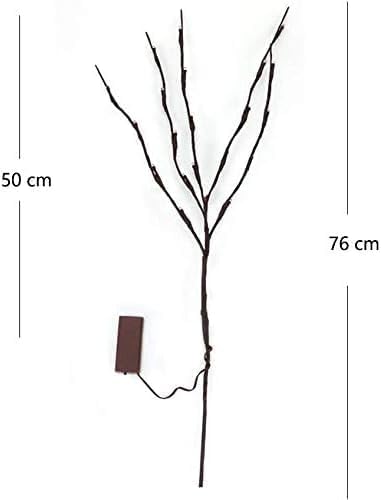 DK177 6 Pack Led Branch Light Battery Operated Lighted Branch Vase Filler Willow Tree Artificial Little Twig Power Brown 30 Inch 20 LED for Home Romantic Decoration, White