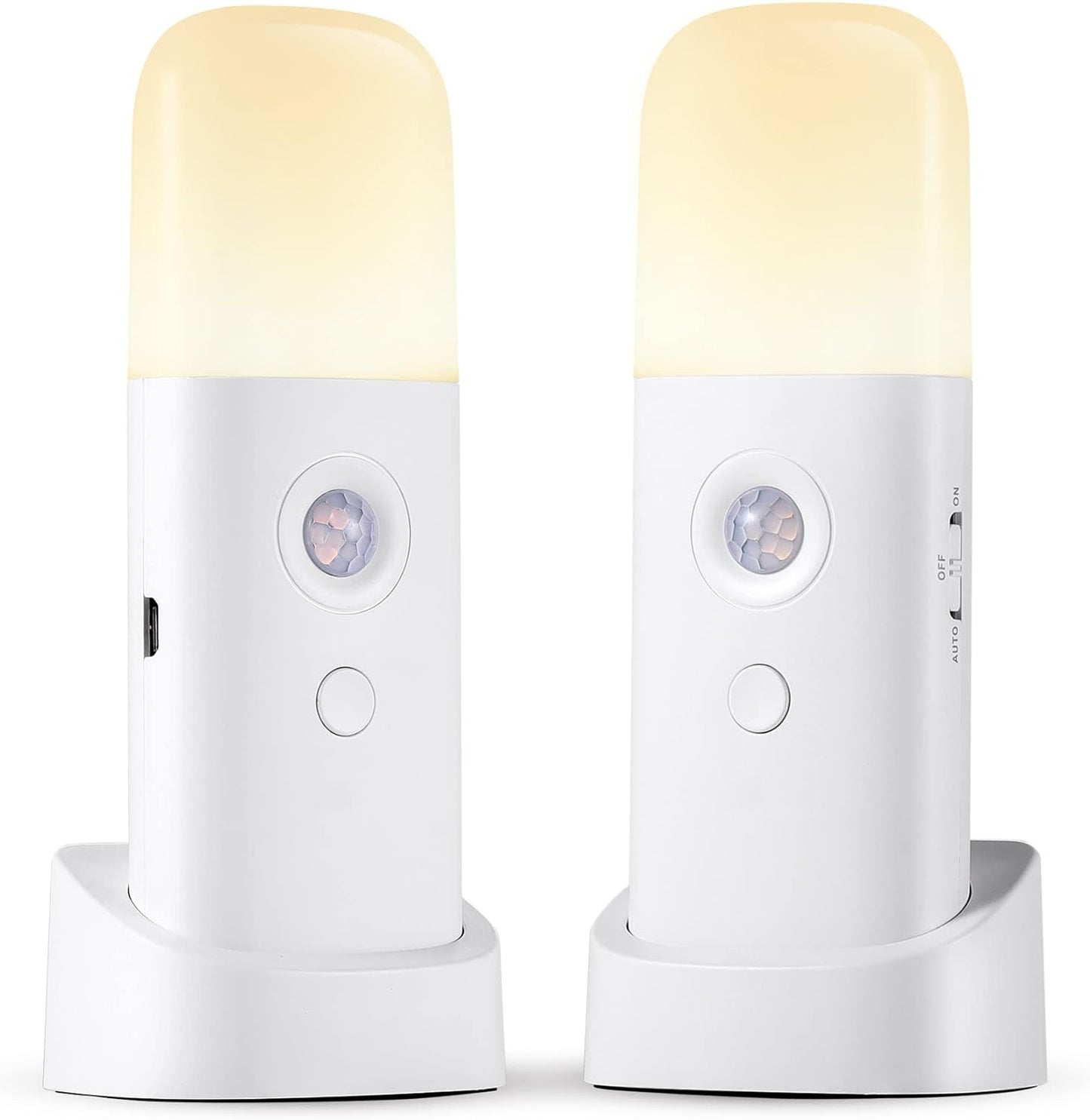 Rechargeable Motion Sensor Night Light, Battery Operated nightlights, Dimmable Motion Sensor Light Indoor, Cordless Motion Activated Night Lights for Adults, Bathroom, Bedroom, Hallway(2Pack)