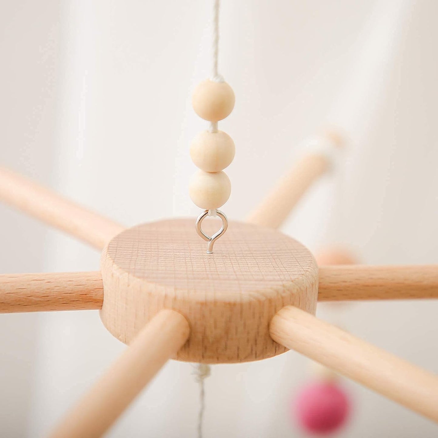 Baby 2In1 Set - Rainbow Mobile Crib Hanger,Baby Wooden Mobile Arm for Crib Baby Mobile Holder Bassinet Mobile for Crib Toy Mobile for Baby ( Pink )