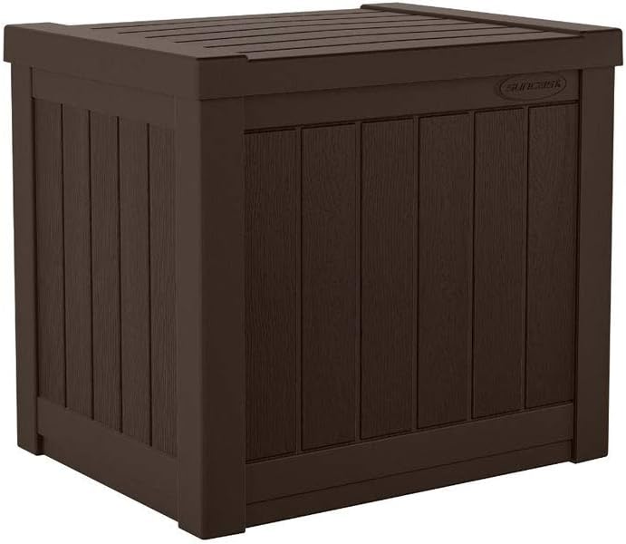 Suncast 17 x 22 Inch Resin 22-Gallon Patio Storage Deck Box, Java Brown (2 Pack)