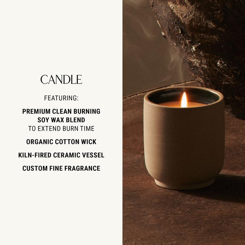 Homecourt Luxury Scented Candle, 60-Hour Burn Time, Soy Wax Blend & Organic Cotton Wick, Kiln-Fired Reusable Ceramic Vessel, Steeped Rose, 8 oz