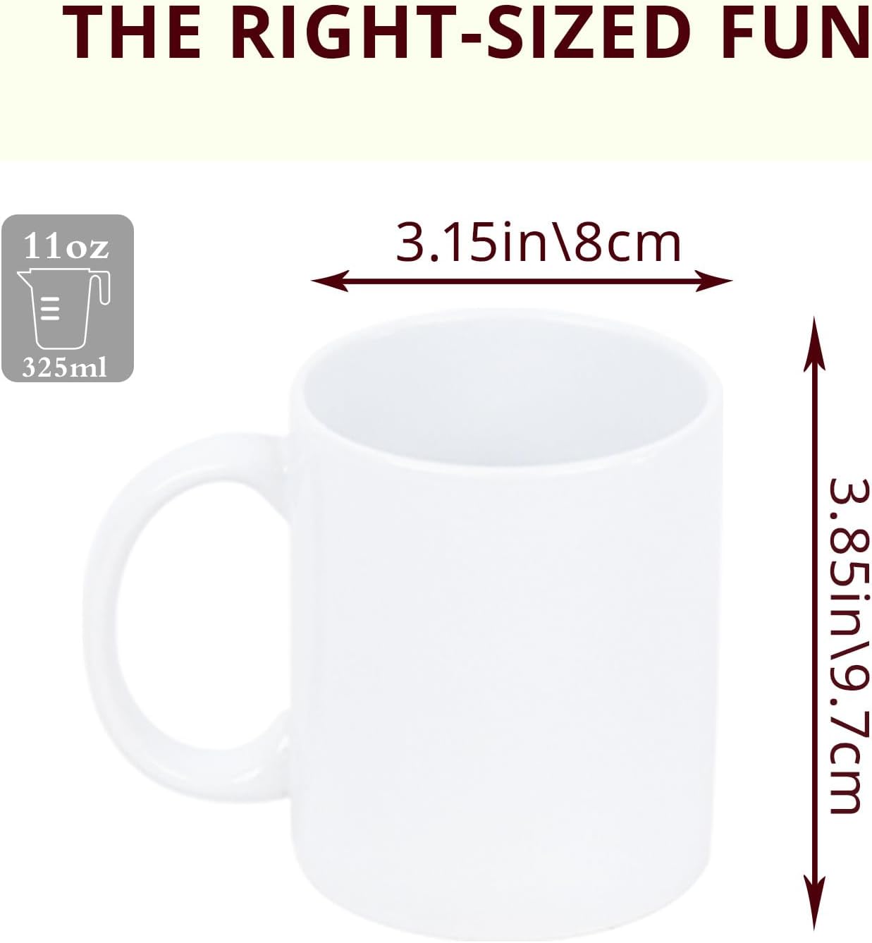 11oz White Ceramic Sublimation Coffee Mug in White Gift Box, White, Case of 6