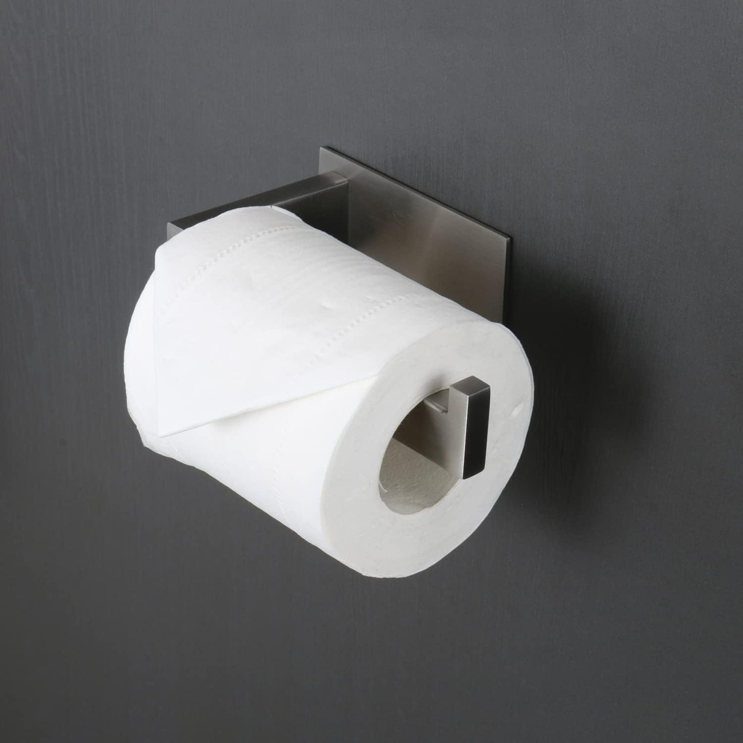Toilet Paper Holder, Self Adhesive Tissue Holder Stainless Steel Rustproof Paper Roll Holder, No Drilling Easy to Install, Toilet Paper Rack Suitable for Office, Bathroom (Brushed Nickel)