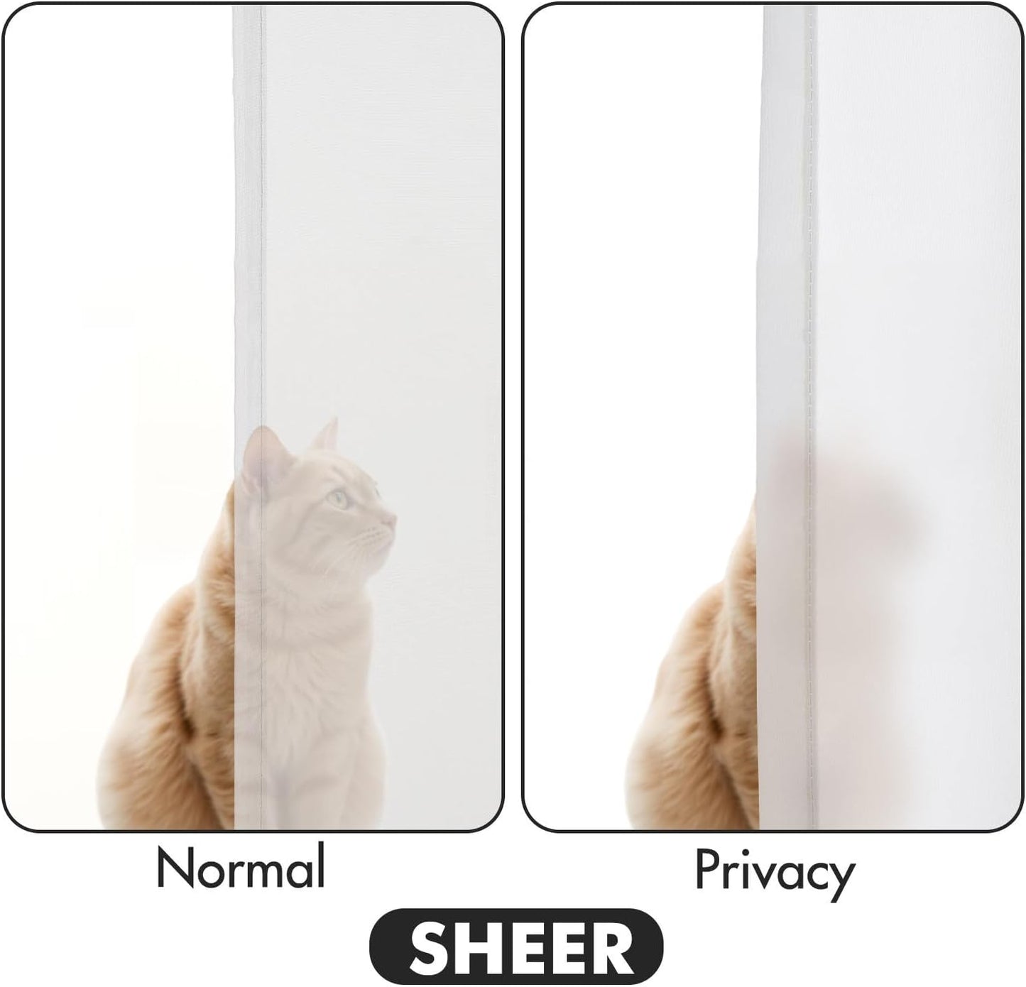 MIULEE White Privacy Sheer Curtains That Let Light in Non-See-Through Semi Sheer Curtains Light Filtering Window Curtain Drapes for Living Room Bedroom 42 X 54 Inches Long 2 Panels Set