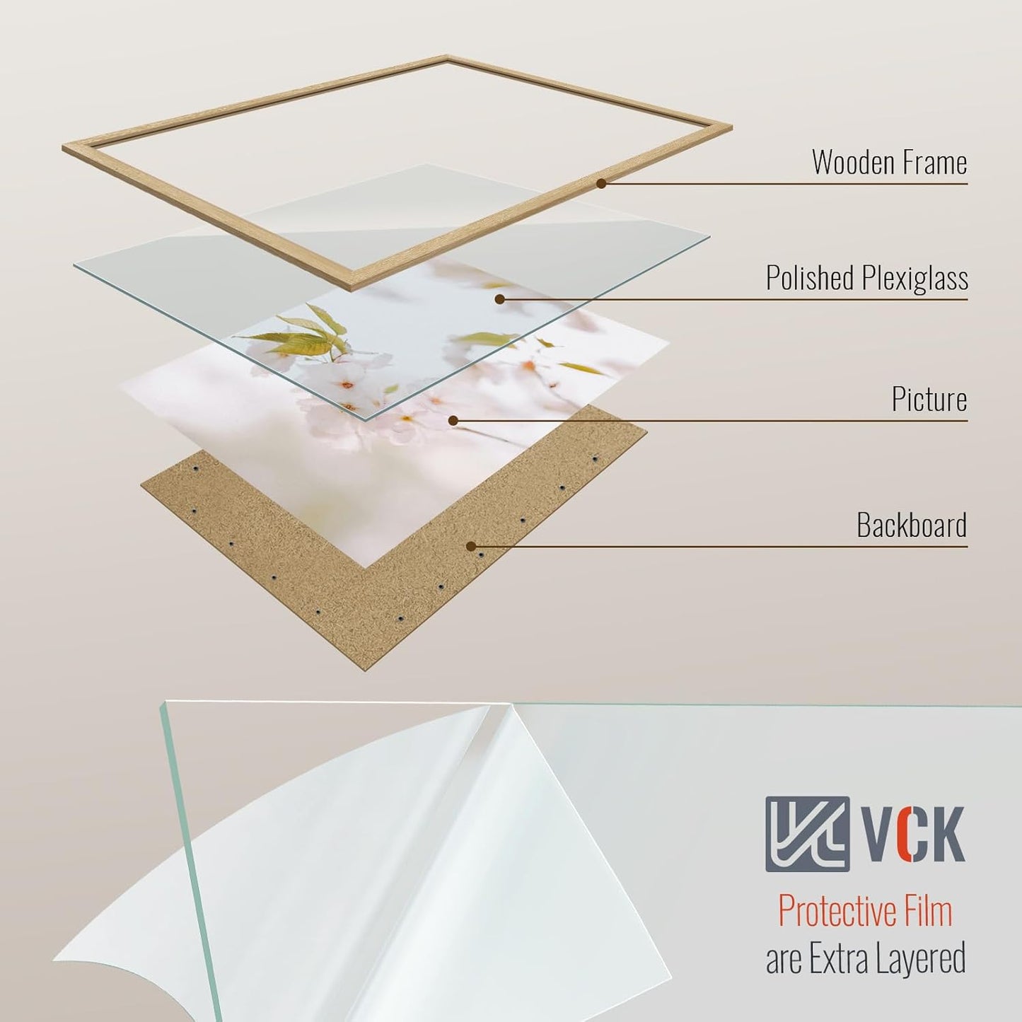 VCK 16x24 Oak Wood Frame for Poster & Picture, Natural Solid Wood Photo Frames 3 Pack, Wall Gallery Frame