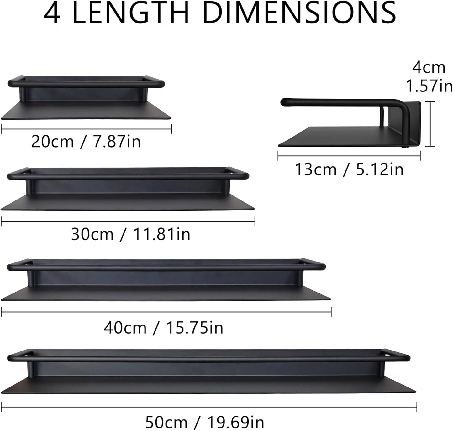 JOOM Wall Shelf,Metal Floating Shelf,12" Black Floating Shelf, Small Shelf for Wall(Black, 12 in)