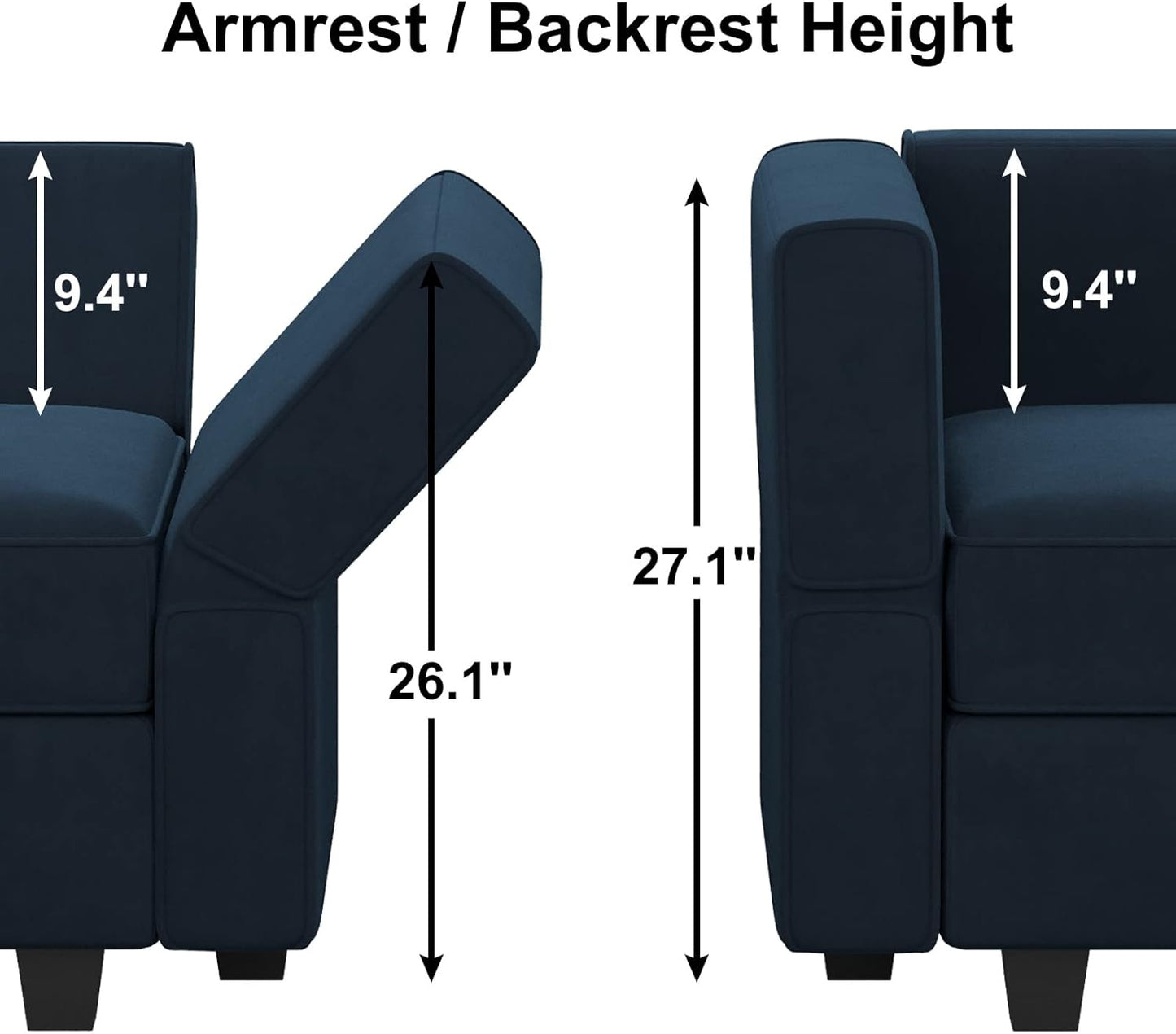Belffin Modular Sectional Sofa U Shaped Velvet Couch with Reversible Chaise Oversized Couch with Ottoman Blue…