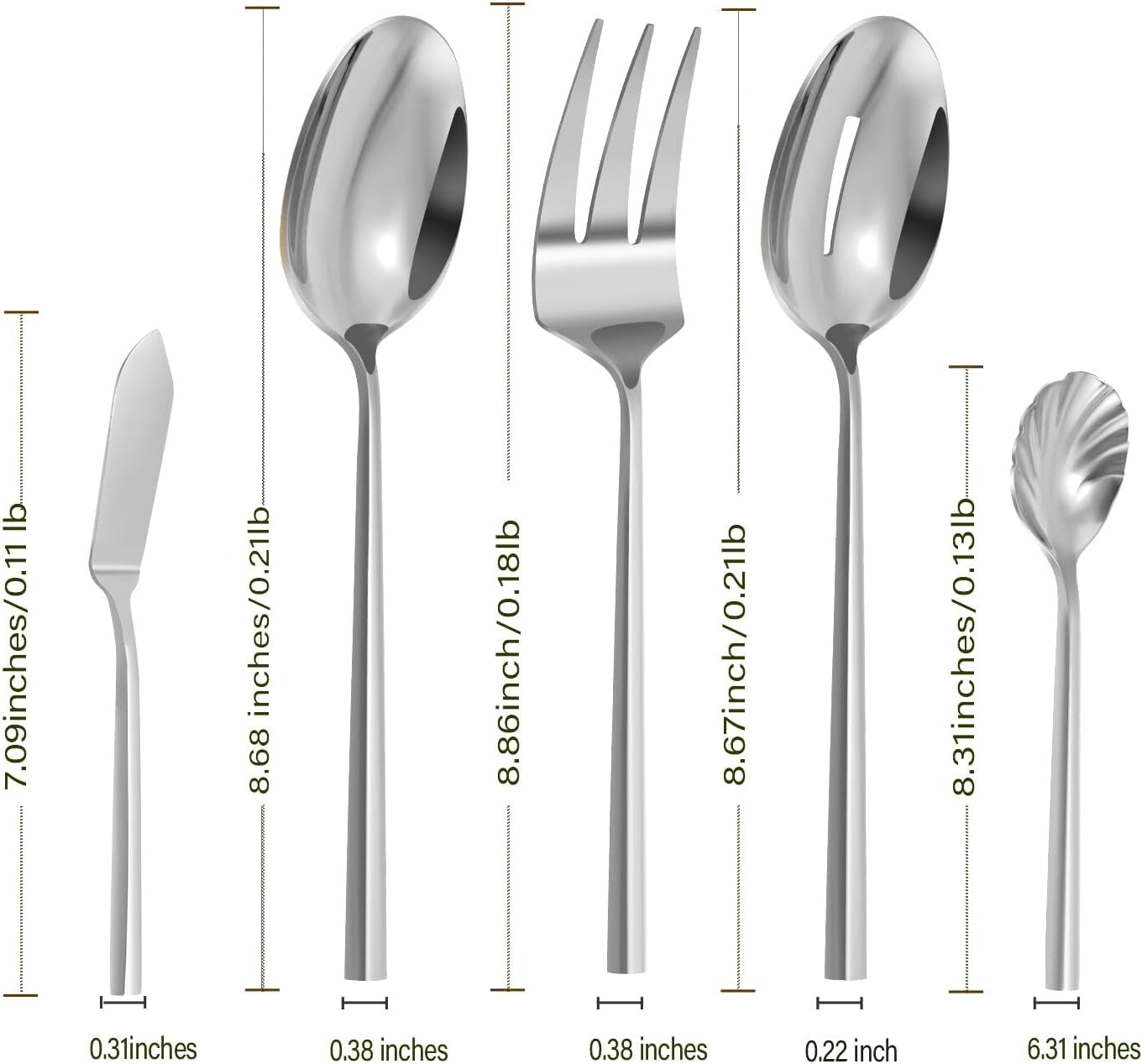 Silverware 45-Piece Flatware Set with Serving Utensils Stainless Steel Thick Heavy Mirror Polished Silver Cutlery Set for Wedding Hotel Restaurant, Service for 8