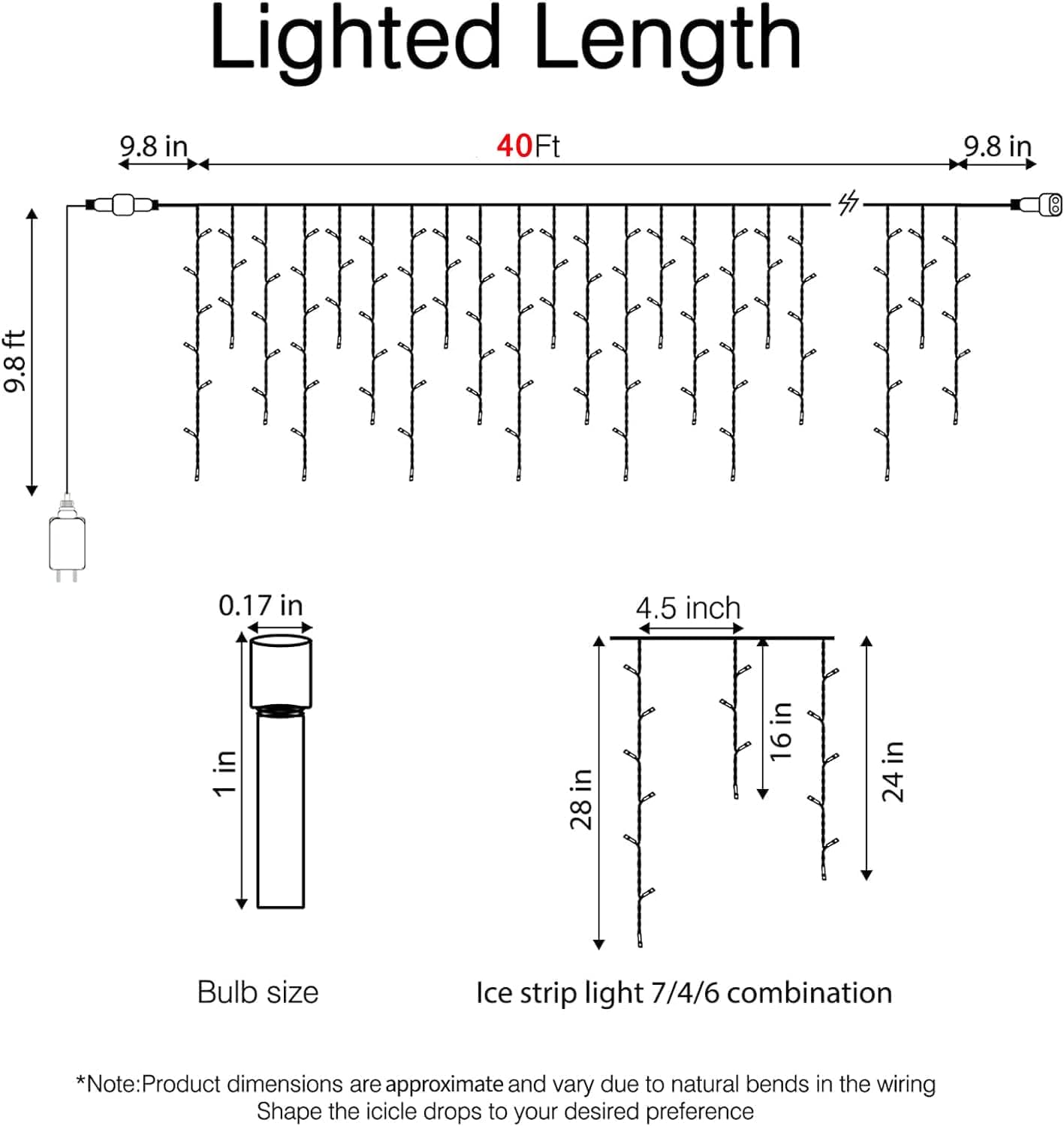 Icicle Lights Outdoor, 40Ft. 432 LED Color Changing Christmas Lights with 81 Drops, Dimmable Twinkle Fairy with Remote and Timer, for House, Warm and Multicolor