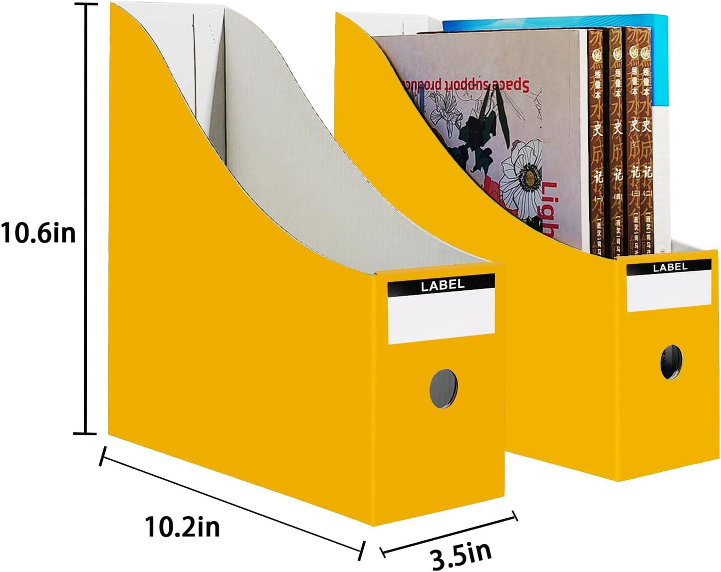 Cardboard Magazine Holder (24 Pack), Sturdy Book Bins for Classroom, Vertical File Folder Organizer, 10.6'' 10.2'' 3.5'' Inch Magazine Rack (Multi-Color, 24 Pack)