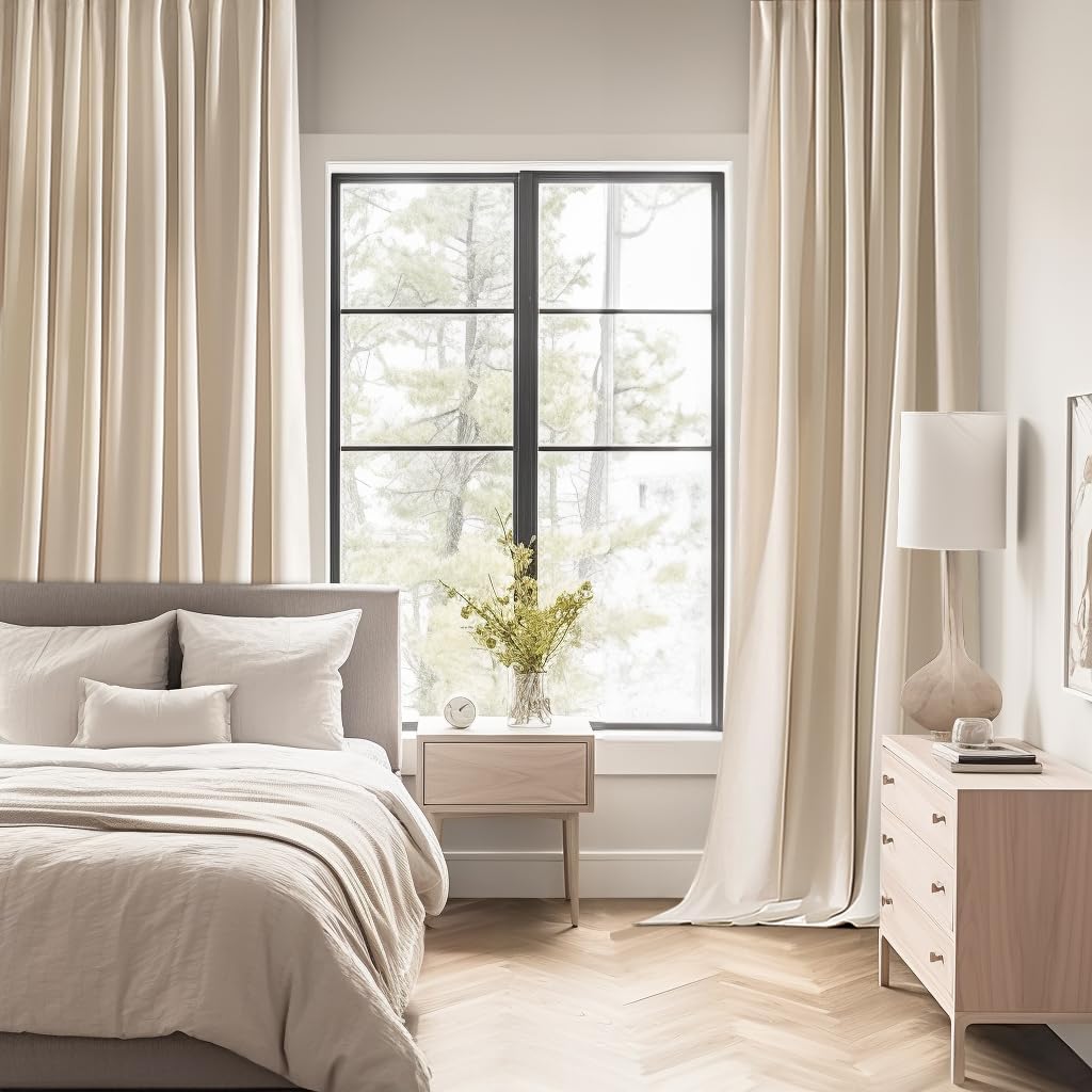 MIULEE Cream Beige Back Tab Light Blocking Curtains 84 Inch Length 2 Panels Set for Living Room Bedroom Privacy, Rod Pocket/Pinch Pleated Thermal Insulated Room Darkening Blackout Drapes W66xL84