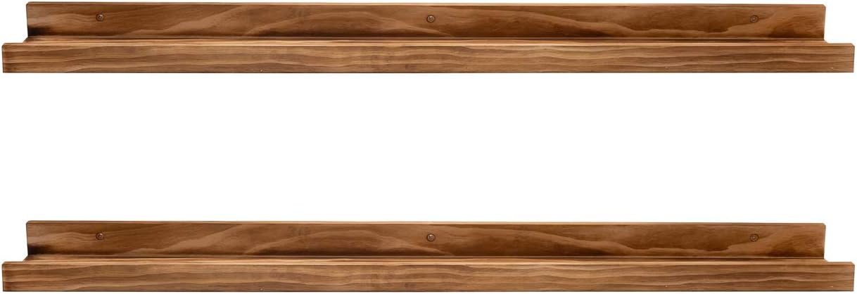 AZSKY Rustic Wood Floating Shelves for Nursery Books Long Wall Bookshelf Photo Picture Ledge Shelf with Lip Wall Shelf for Kids Bedroom Bathroom Living Room Office Frames 36 Inches Set of 2