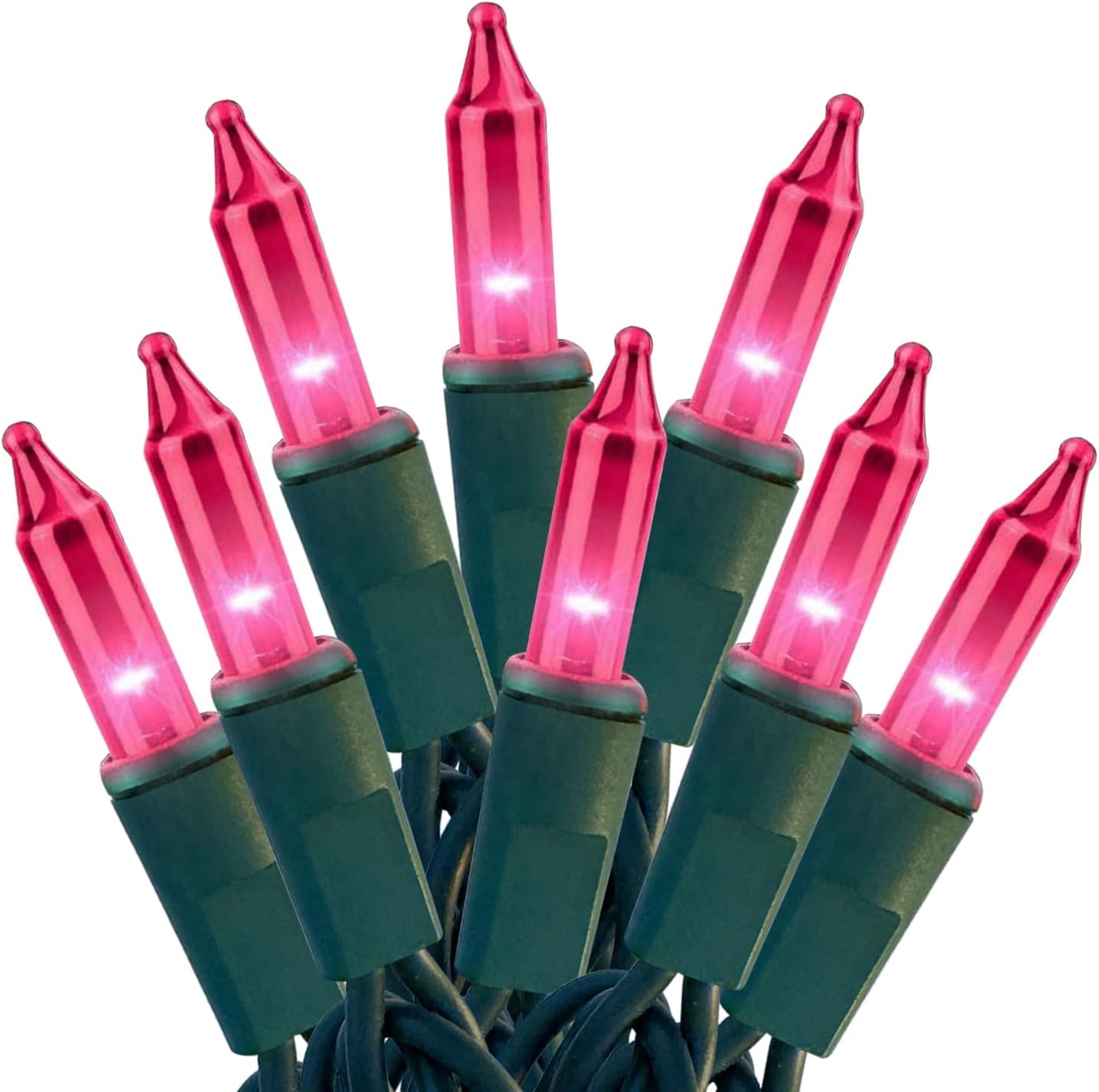 HISHINY Christmas Lights 100 Count Pink Christmas Tree String Lights with Green Wire for Outdoor Indoor Christmas Decorations Wedding Decorations Valentines Day Decor,UL Certified (21feet)