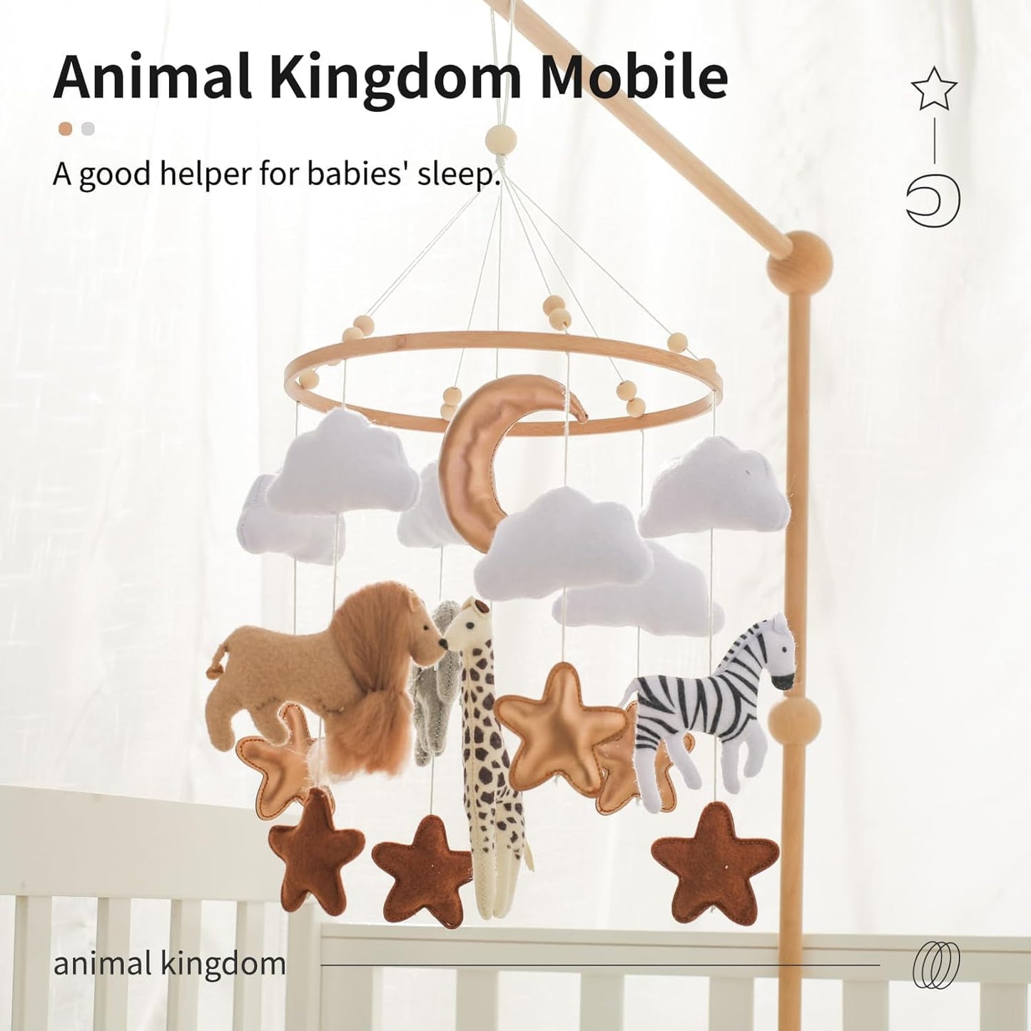 Baby Mobile for Crib, Baby Crib Mobile for Boys Girls, Baby Mobile for Bassinet, Boho Nursery Mobile, Nursery Decor Theme for Infant Bedroom Hanging, Gender Neutral Baby Gift