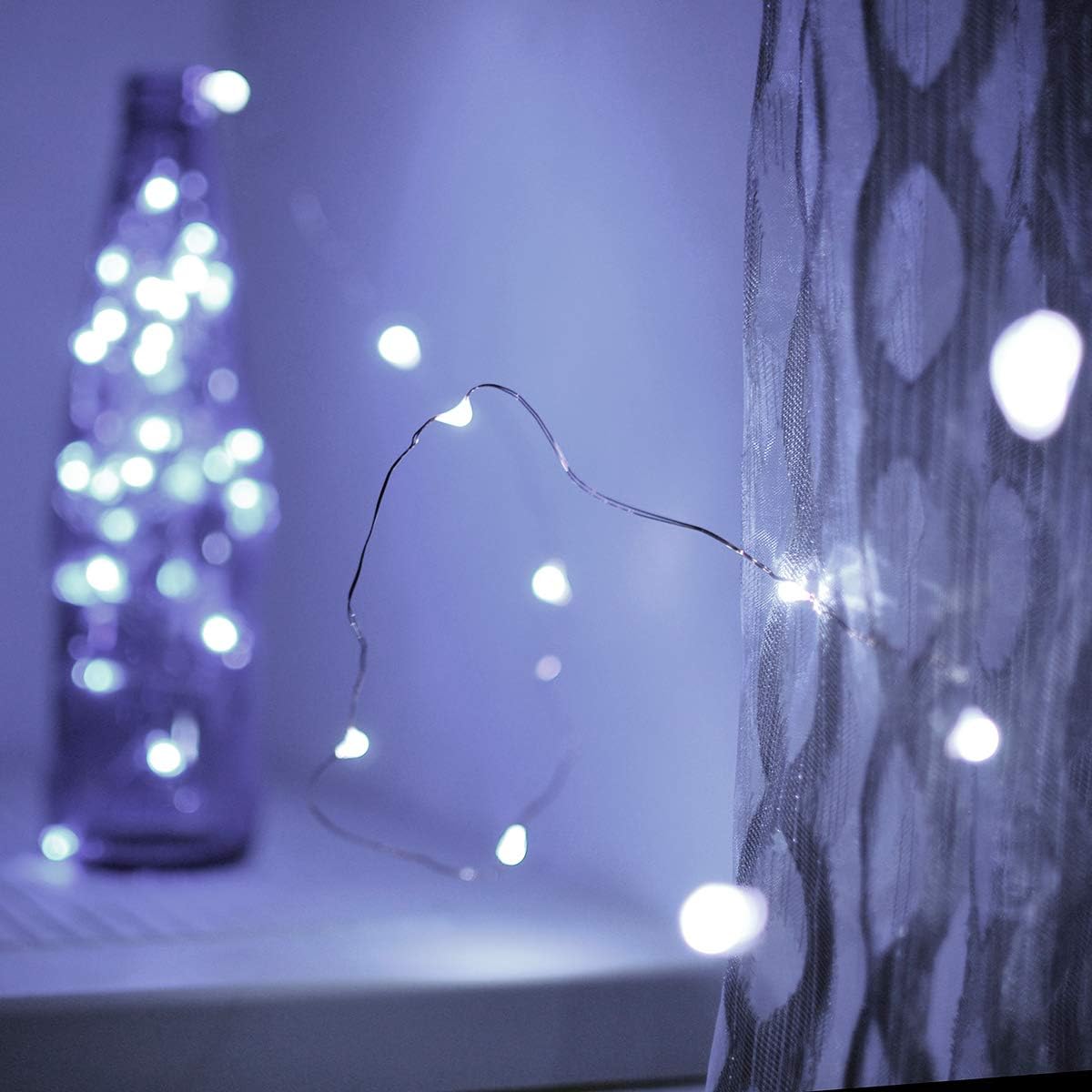 Led Fairy Lights Battery Operated, 1 Pack Mini Battery Powered Copper Wire Starry Fairy Lights for Bedroom, Christmas, Parties, Wedding, Centerpiece, Decoration (5m/16ft Cool White)