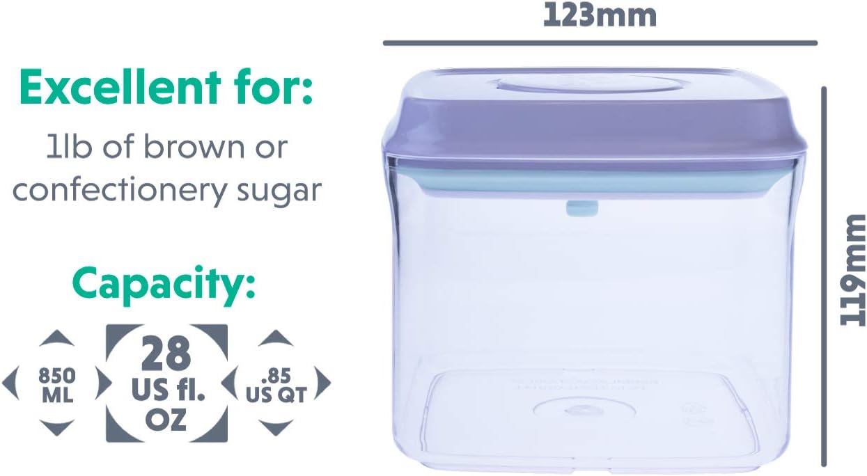 BopTop (1pc - 850ml) Airtight Food Storage Container – Mechanical Silicone Seal Canister - BPA-Free - 0.85Qt