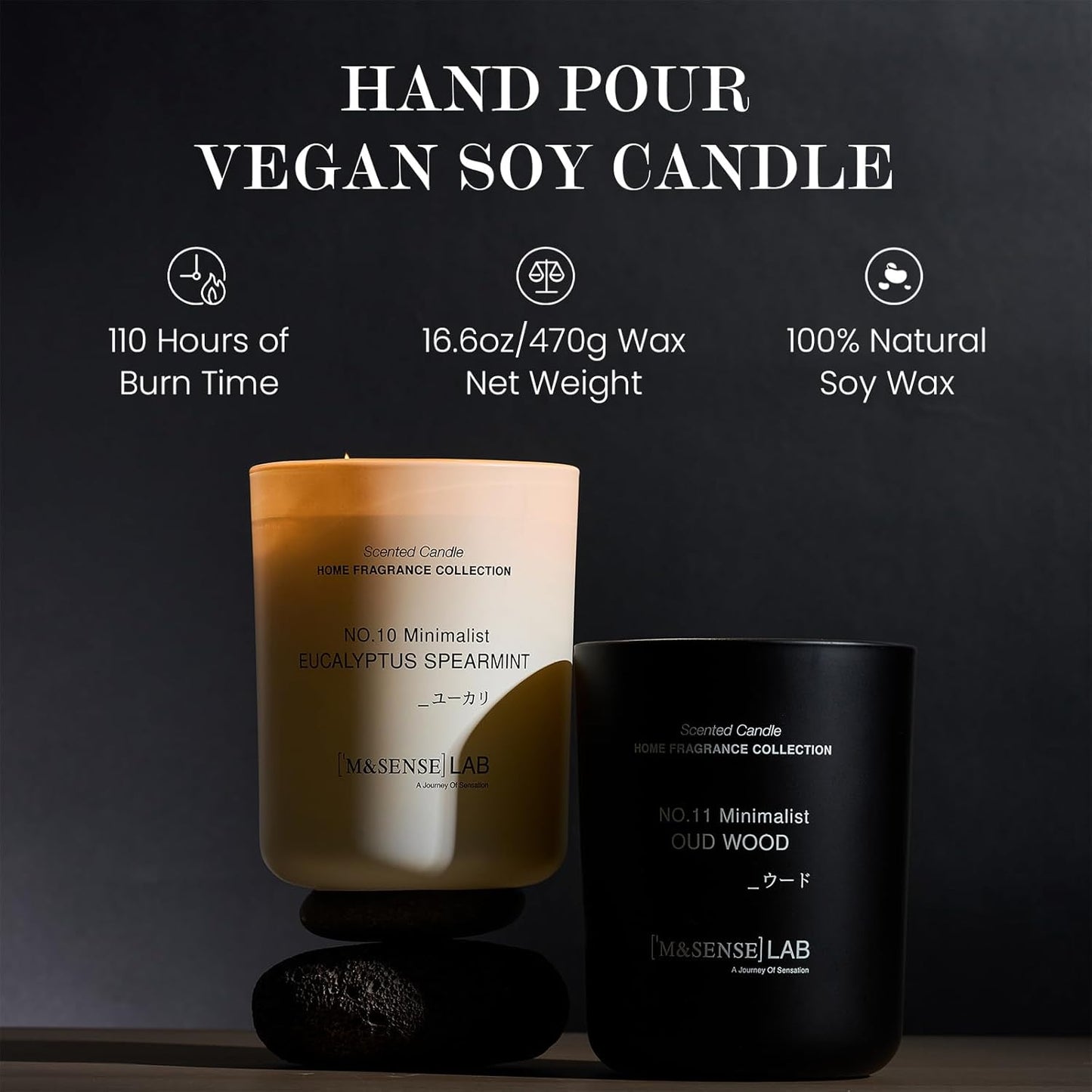 M&SENSE Natural Soy Candle| Forest Lodge | 16.6 oz, 95H Burn | Minimalist Scented Candle for Relaxation, Gifting, Home Décor | for Bedroom, Office, Party Large