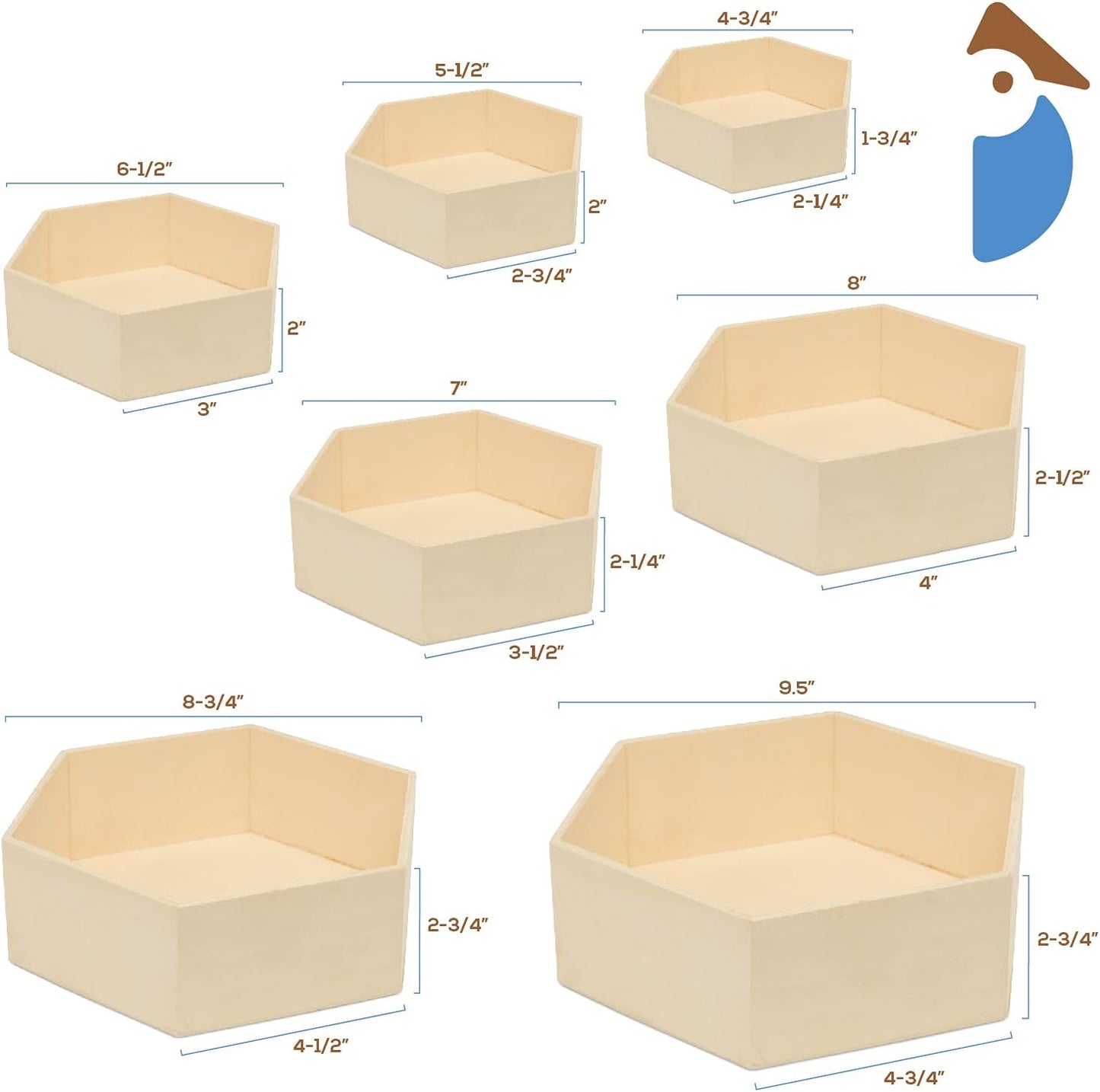 Set of 7 Hexagon Trays Pack of 5