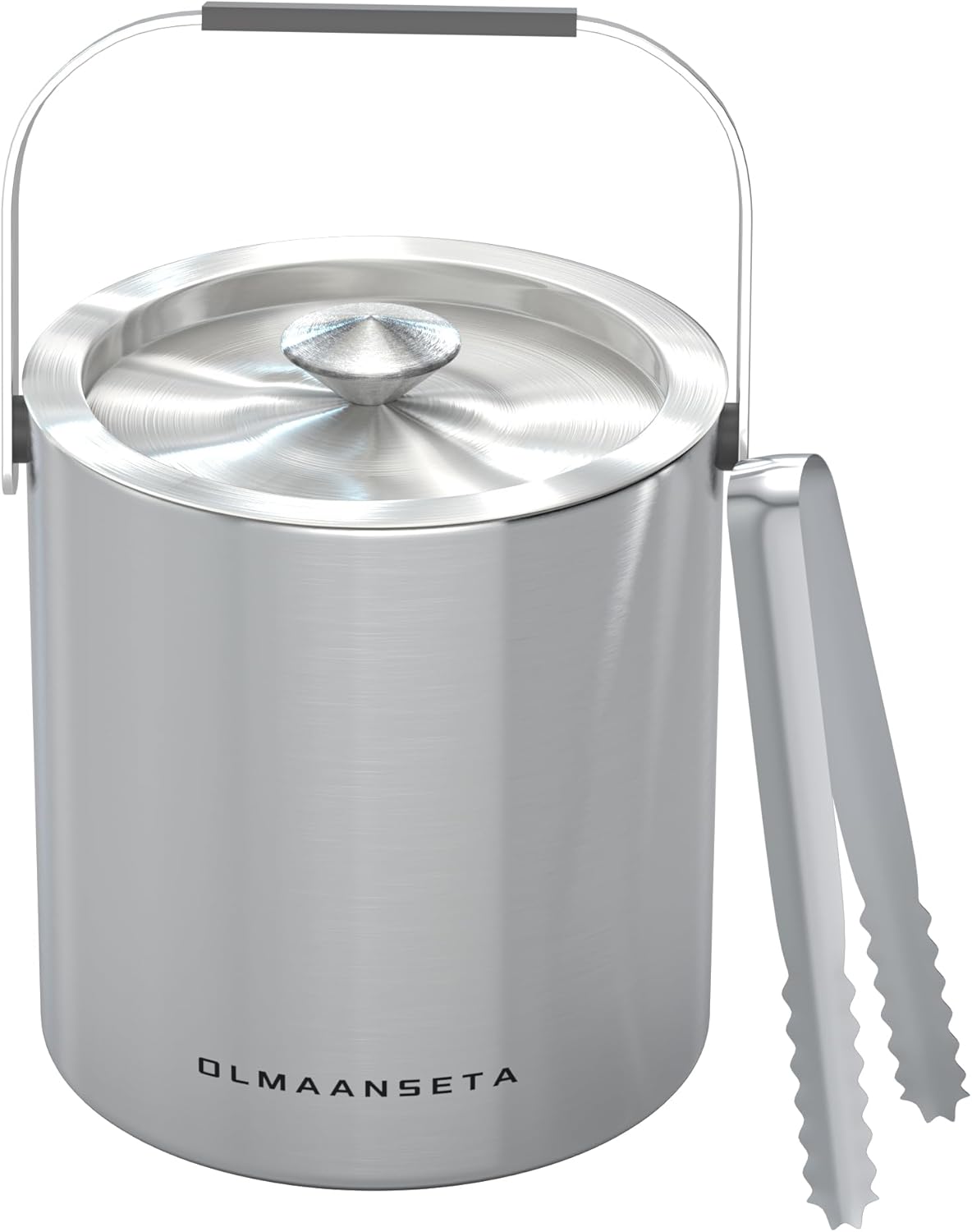 Small Ice Bucket with Lid and Tongs,1.3L Portable Mini Double Walled Ice Cube Bucket for Cocktail Bar Stainless Steel Cute Insulated Ice Buckets for Parties