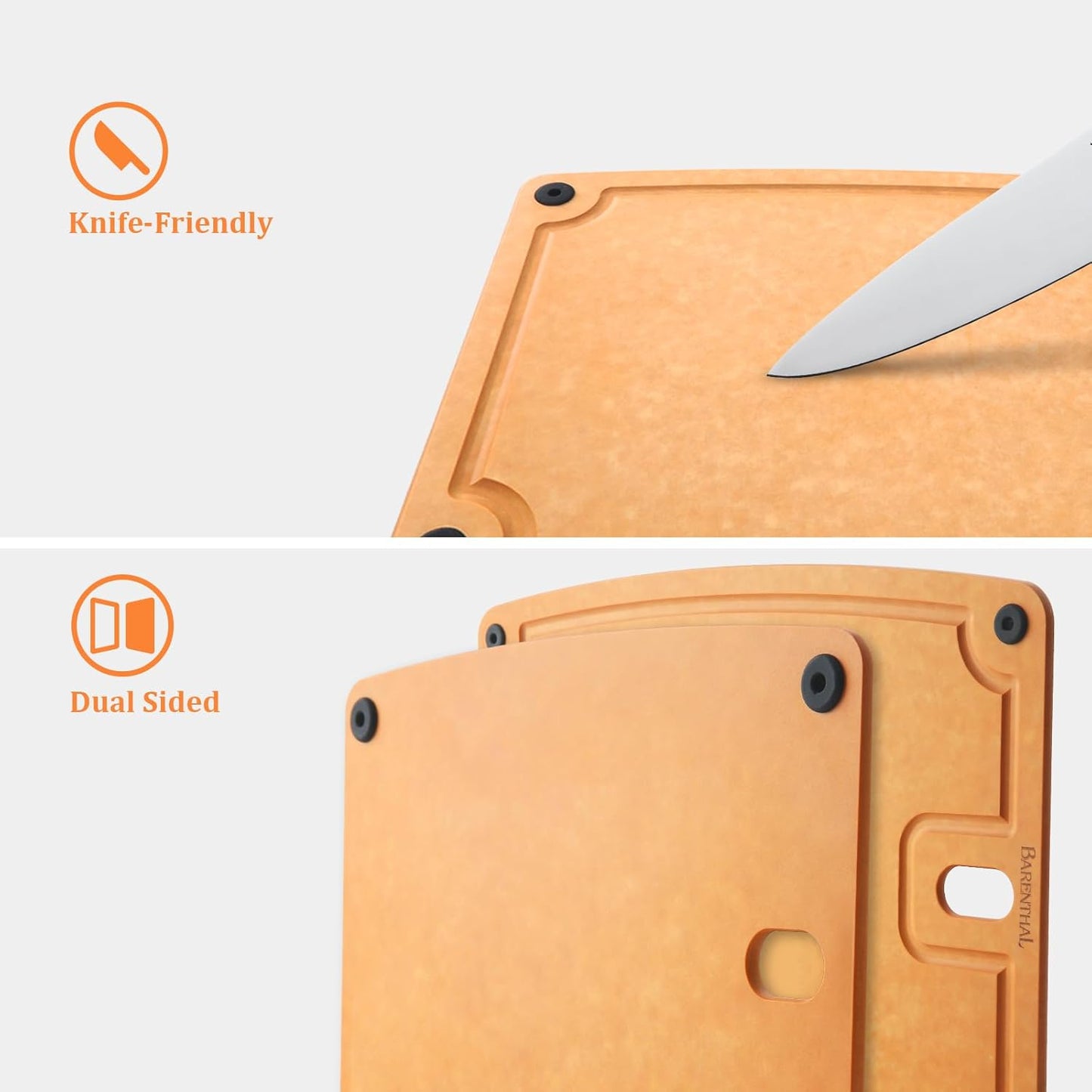 Cutting Boards for Kitchen Dishwasher Safe Eco-Friendly Composite Cutting Board Set of 2, Reversible Chopping Board with Handles & Juice Grooves, Small & Large Cutting Board for Countertop