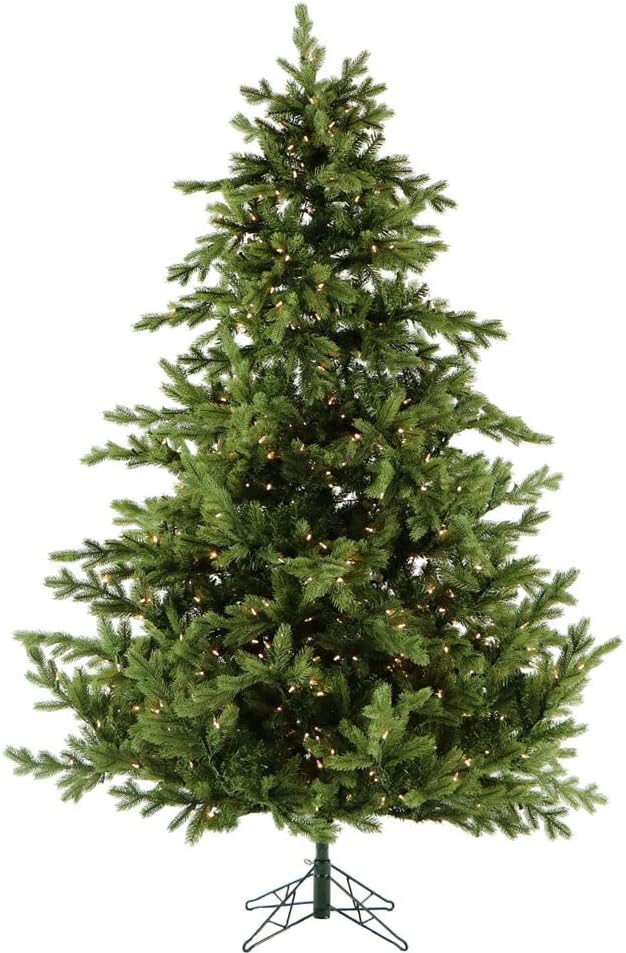 Fraser Hill Farm 6.5-Ft. Foxtail Pine Artificial Christmas Tree with Warm White LED Lights and Stand, Prelit Foldable Fake Tree with Realistic Foliage for Home Decoration