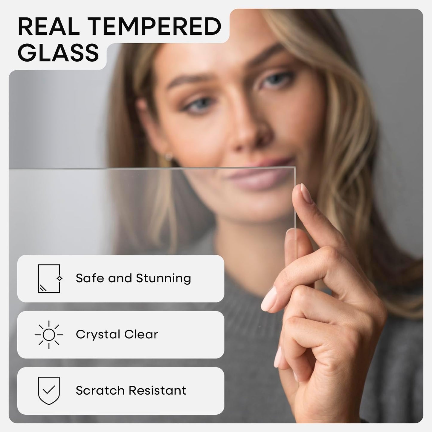 Homeforia 11x11 Black Wood Frame, High-End Oak 11 x 11 Square Picture Frames with Mat 9 by 9 inch Photo, 11by11 Wooden Frame Matted to 9x9 Art, Wall Hanging Frames, Tempered Glass, Wall Kit, Set of 1