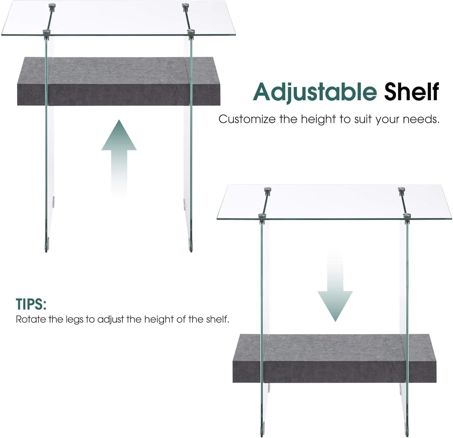 ivinta Narrow Glass Console Table with Storage, 31.5'' Modern Entryway Table with Storage Shelves for Living Room, Hallway, Foyer, Bedroom 5103 (Gray)
