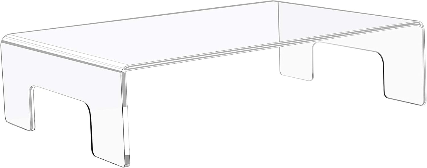 Jusalpha 6mm Thickness Clear Acrylic Display Riser with Tray Handles For Laptop, Notebook, Retail Display Food Display,12" x 8" x 3"