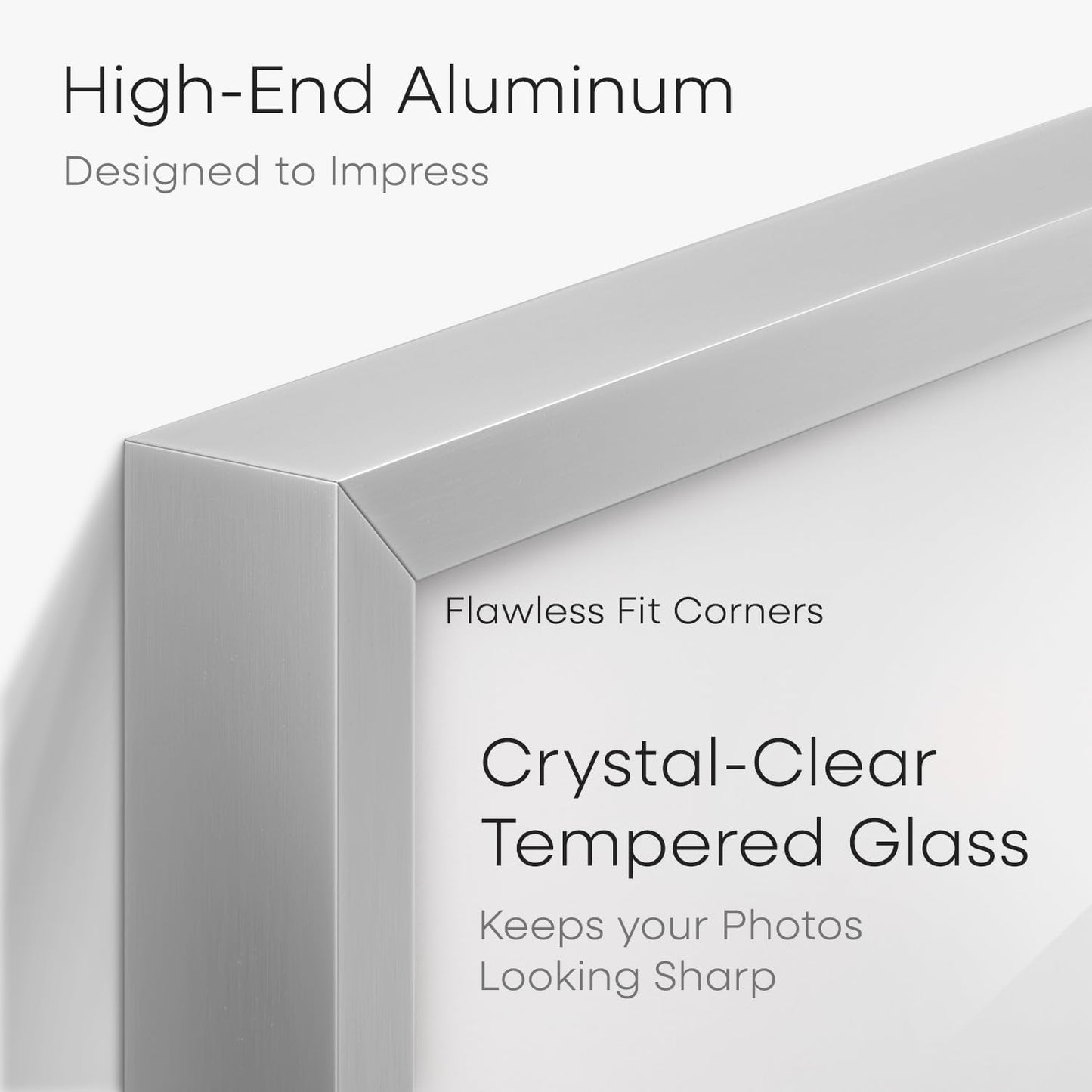 Homeforia 15x15 Picture Frame Silver, High End Metal 15 x 15 Square Frame with Mat 11 x 11 Photo, 15x15 Poster Frames Matted to 11x11 Print, 15 by 15 Hanging Frames, Tempered Glass, Wall Kit, Set of 1