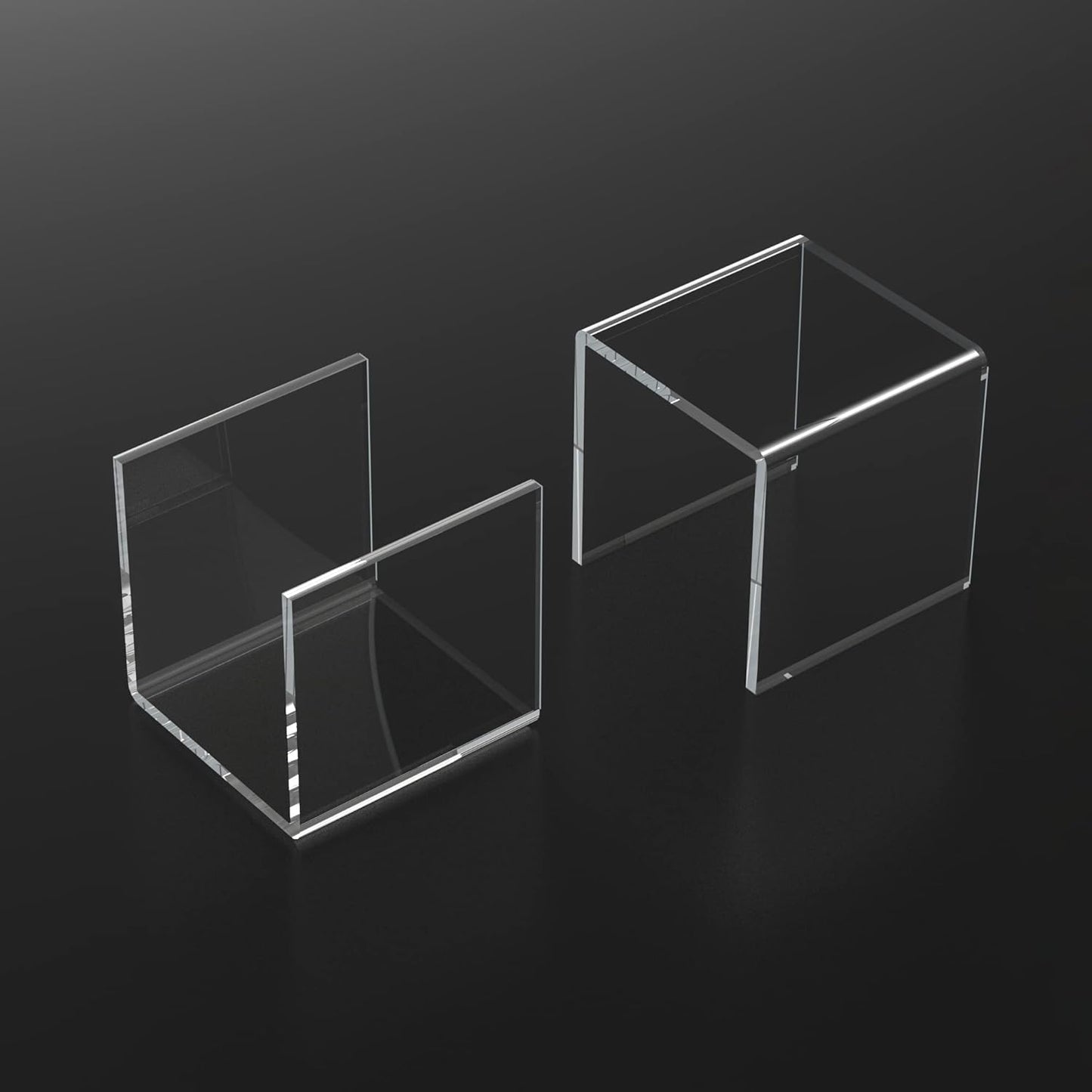 Clear Acrylic Risers 3 pcs, Square Acrylic Food Display Stands Tabletop, Display Shelf for Vendors, Collectibles, Funko Pop, Food, Glasses, Perfume, Small Plants - 5''x6''x7''