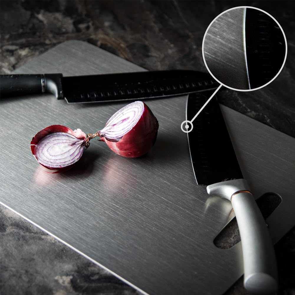 Titanium Cutting Board, 100% Pure Titanium Cutting Boards for Kitchen, Double Sided Food-Grade Chopping Board - Dishwasher Safe Easy to Clean (12"L x 9"W)